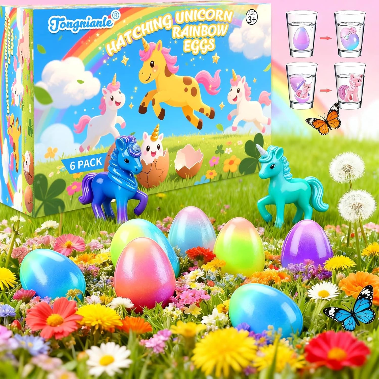 Unicorn Hatching Rainbow Eggs for Kids - 6 Pack Unicorn Gifts for Boys & Girls Age 3+ Year Old, Grows 600%, Birthday Christmasgifts Easter Basket Stuffers Gift, Gifts Girl for Ages 3 4 5 6 7 8 9 image number 3