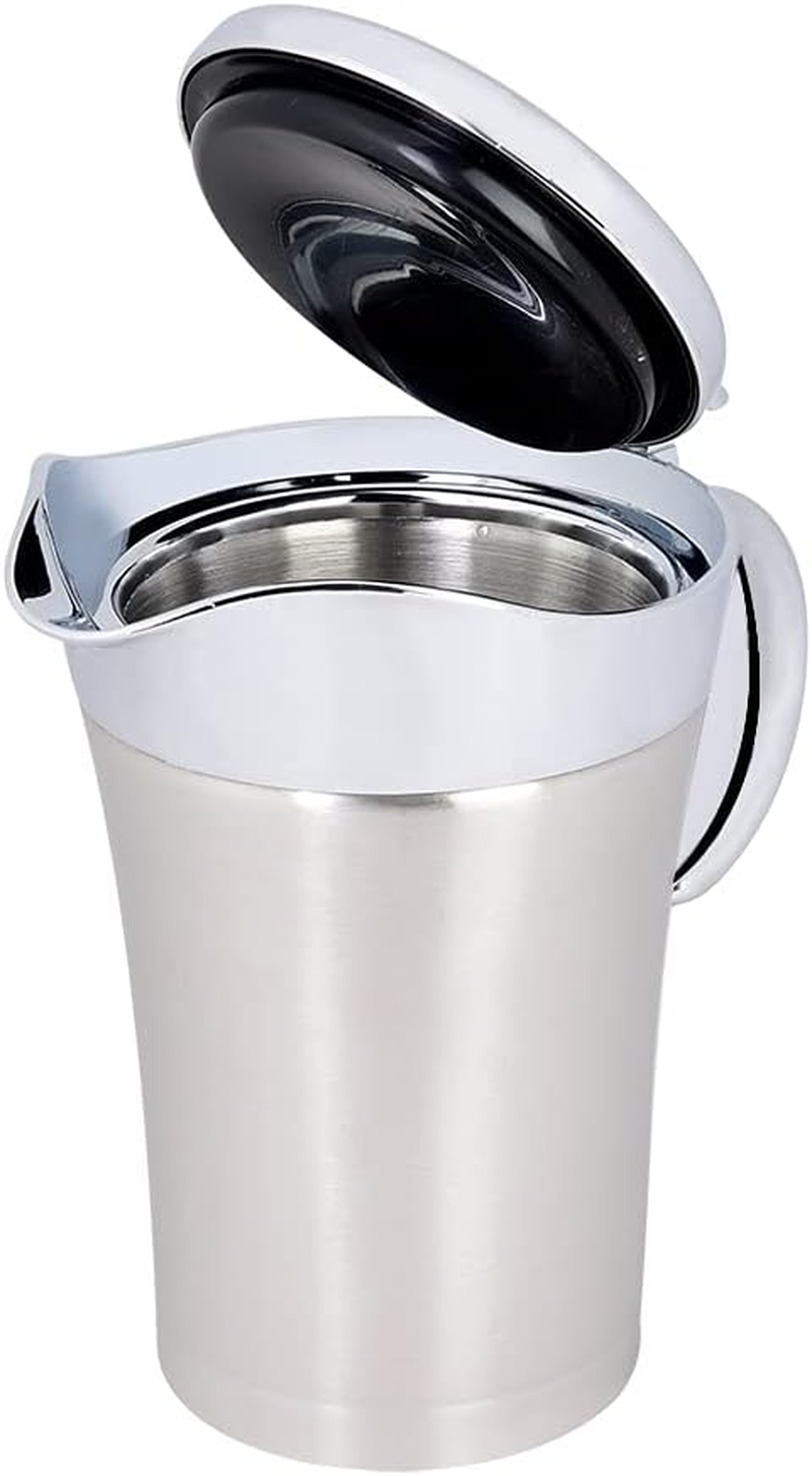 304 Stainless Steel Gravy Boat, Gravy Pourer with Hinged Lid, Thermal Insulated Double Wall Sauce Boat, Gravy Boat and Saucer, Kitchen Supplies(Large 750Ml) image number 2