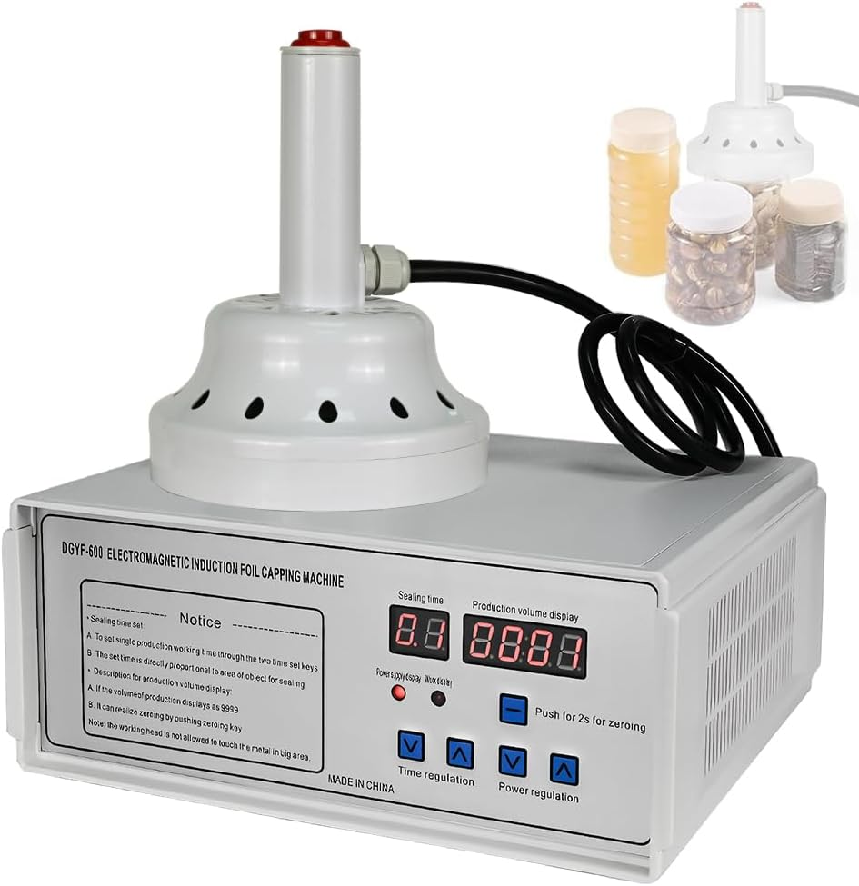 CHAOFLIGHT Induction Sealing Machine, Handheld Electromagnetic Heat Sealer Bottle Cap Diameter 20-85Mm Adjustable Food Sealer Machine for Aluminum Foil for Plastic Bottles Caps (20-85 Mm)
