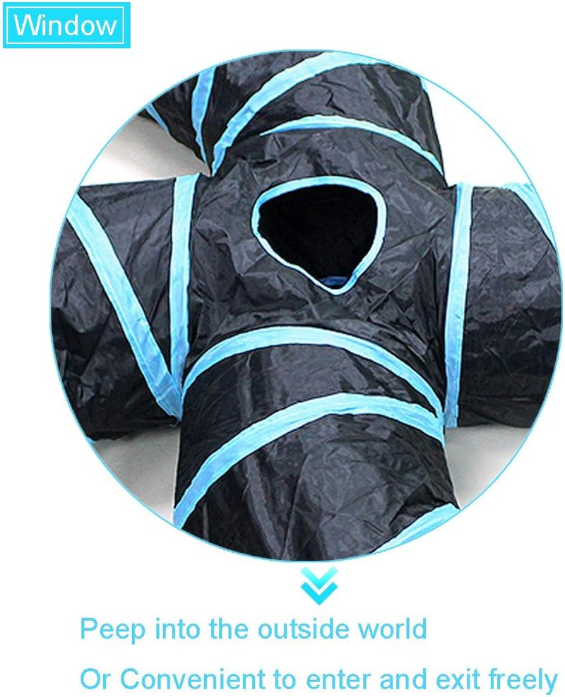 Bemodst S-Type Cat Tunnel, 2 Way/3 Way/4 Way/5 Way Collapsible S-Shape Small Animal Tubes Kitty Tunnels Interactive Maze House Toy with Storage Bag for Kitten Puppy Rabbit Guinea Pig (4-Way)