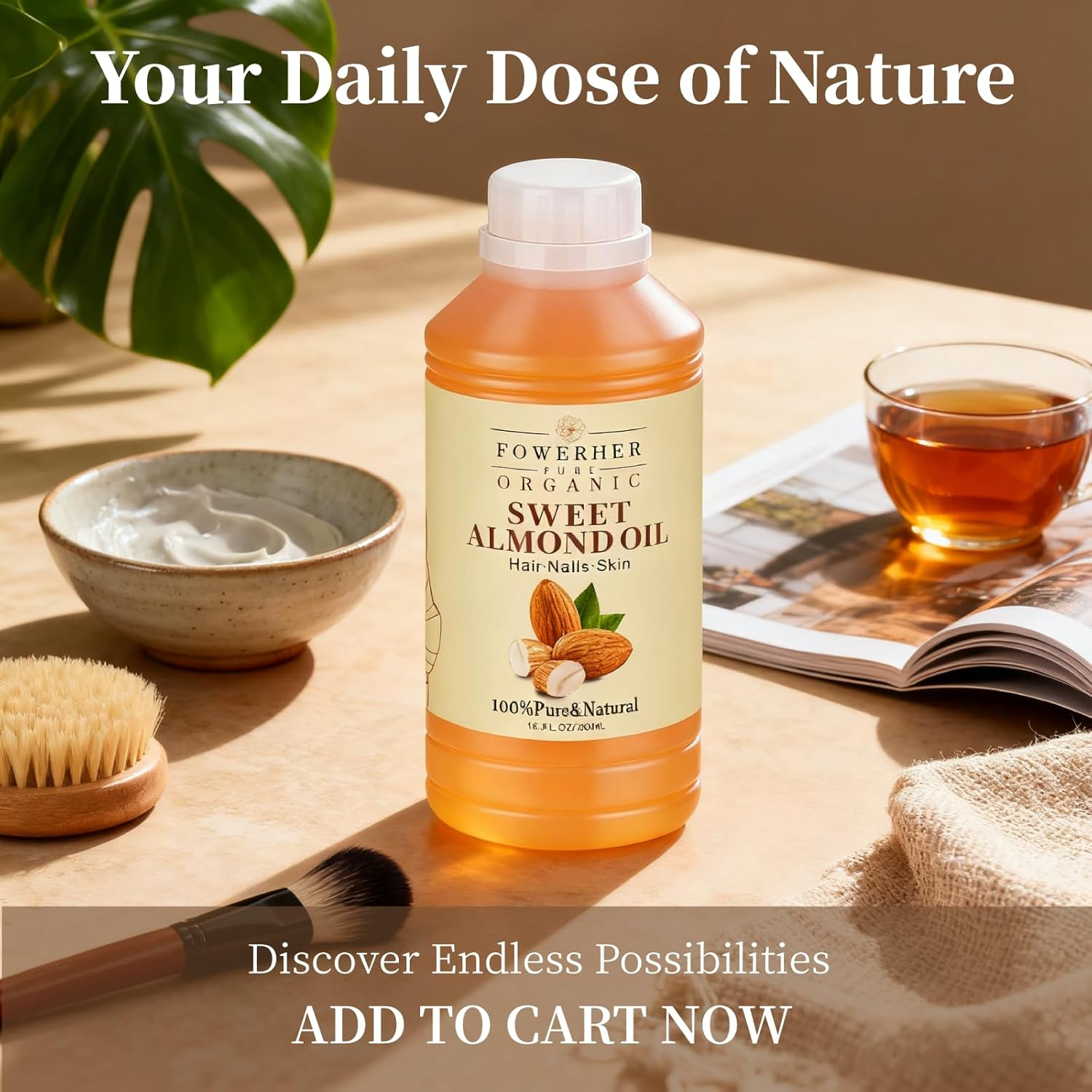 Organic Sweet Almond Oil, 100% Pure Cold Pressed, 500Ml, for Skin and Hair Care, Moisturising, Massage image number 3