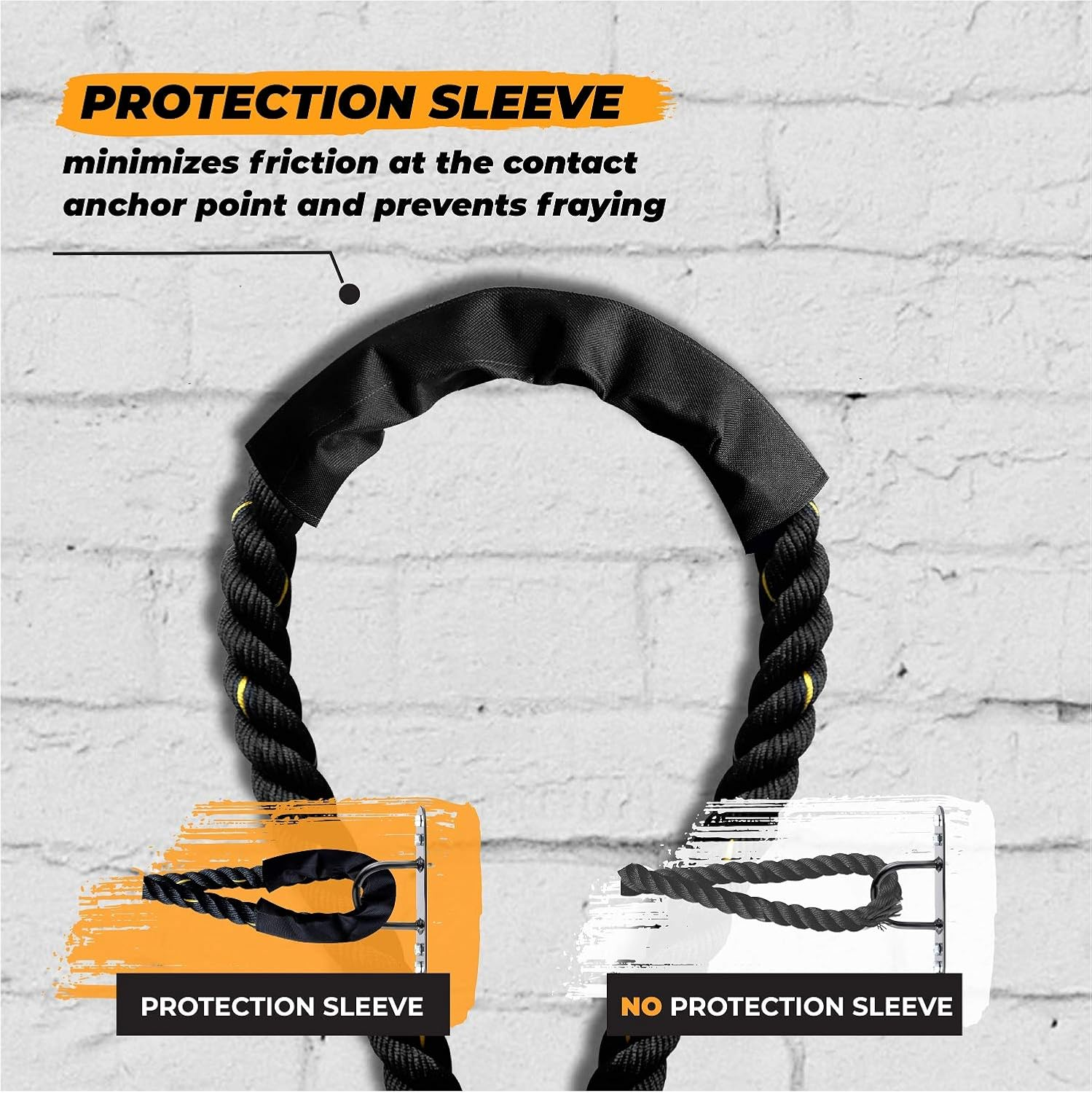 Yes4All 1.5/2 Inch Battle Ropes with Extra Protective Sleeve, Workout Ropes for Cross-Training Home Gym & Fitness Exercises, Strength Training - 30,40,50 Feet Lengths Available image number 1