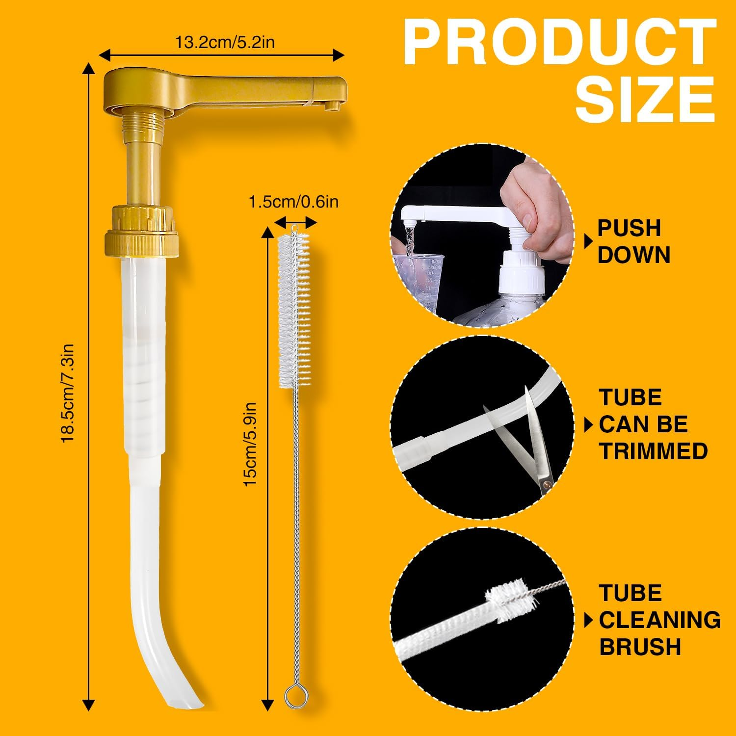 2Pcs Gold Sauce Pump Dispenser for 64 Oz Chocolate Pumpkin Caramel Sauce Bottles, Reusable Large 15CC Syrup Pump Dispenser for Vanilla Mocha Sauces image number 6