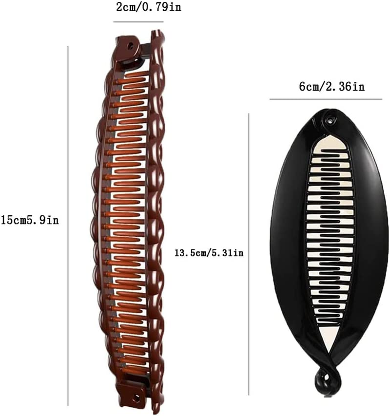 Banana Hair Clips,4 PCS Fishtail Hair Clip Non-Slip Banana Comb Clips Vintage Clincher Combs Tool Resin Hair Clips for Women Girls Thin Fine Curly Hair image number 1