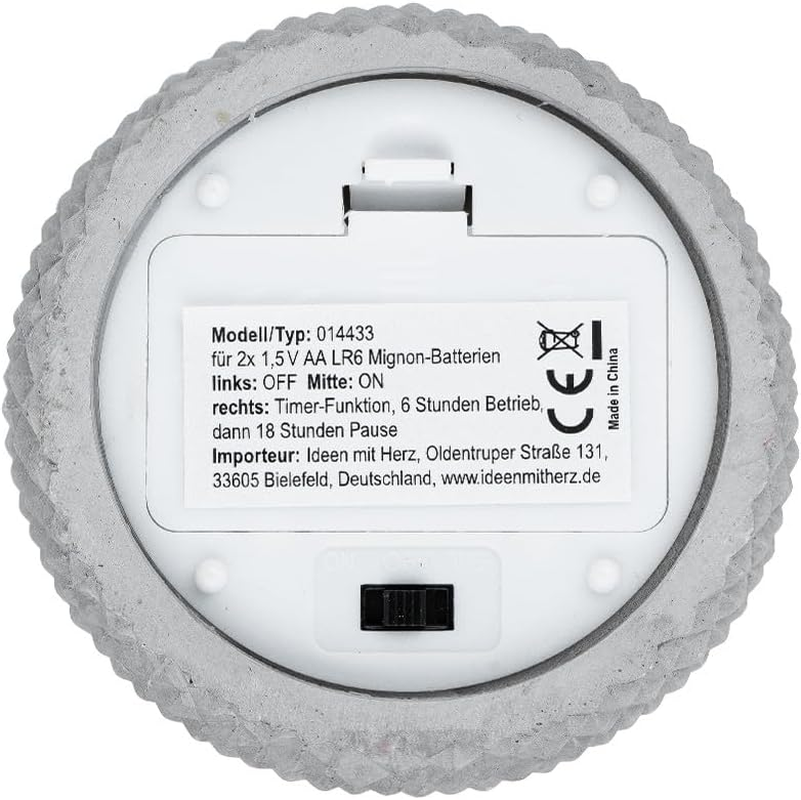 Ideen Mit Herz LED Real Wax Candles | in Decorative Concrete Containers | Set of 3 | 3 Different Sizes | round with Diamond Pattern | Battery Operated | with Timer Function image number 3