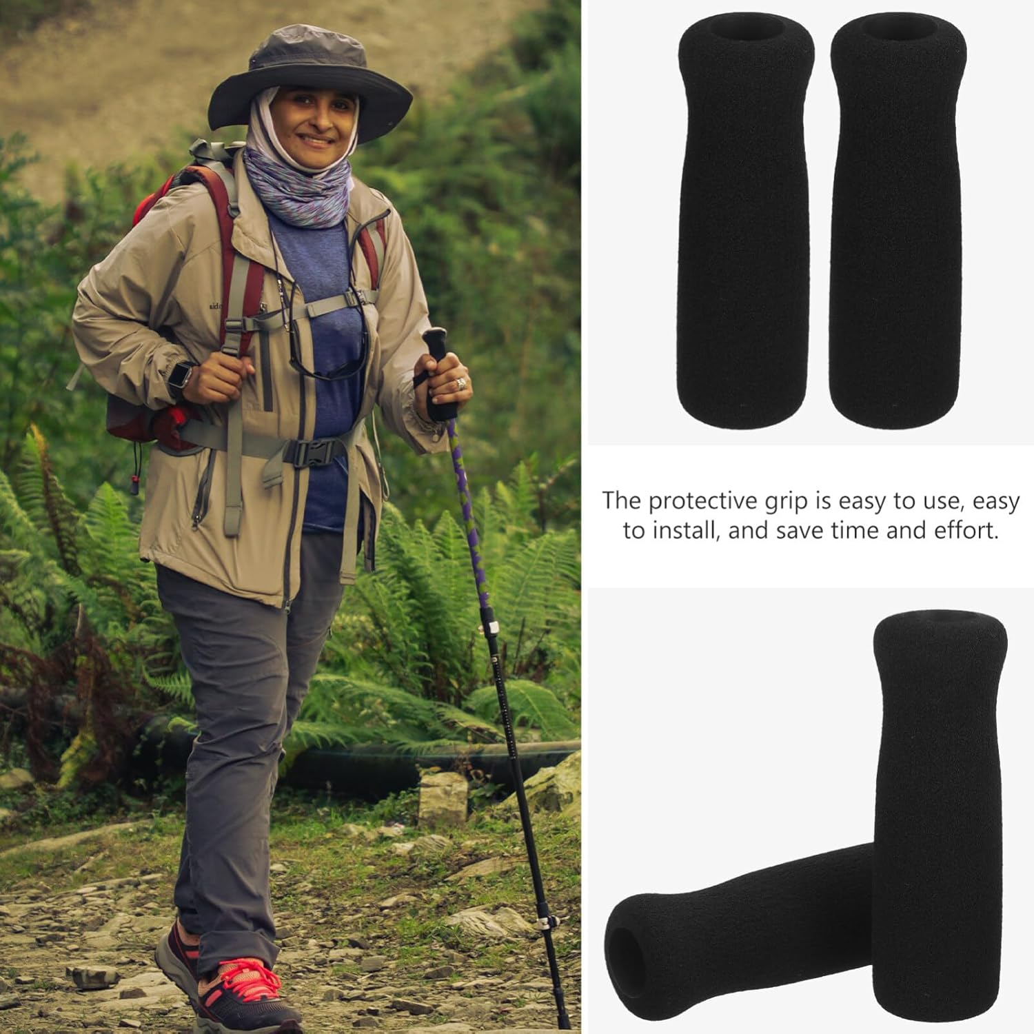 Kisangel Foam Handle Covers for Crutches and Walking Canes Nonslip Soft Sponge Grip Replacement for Comfortable Hand and Wrist Support Easy to Install for Elderly Mobility Aids image number 5