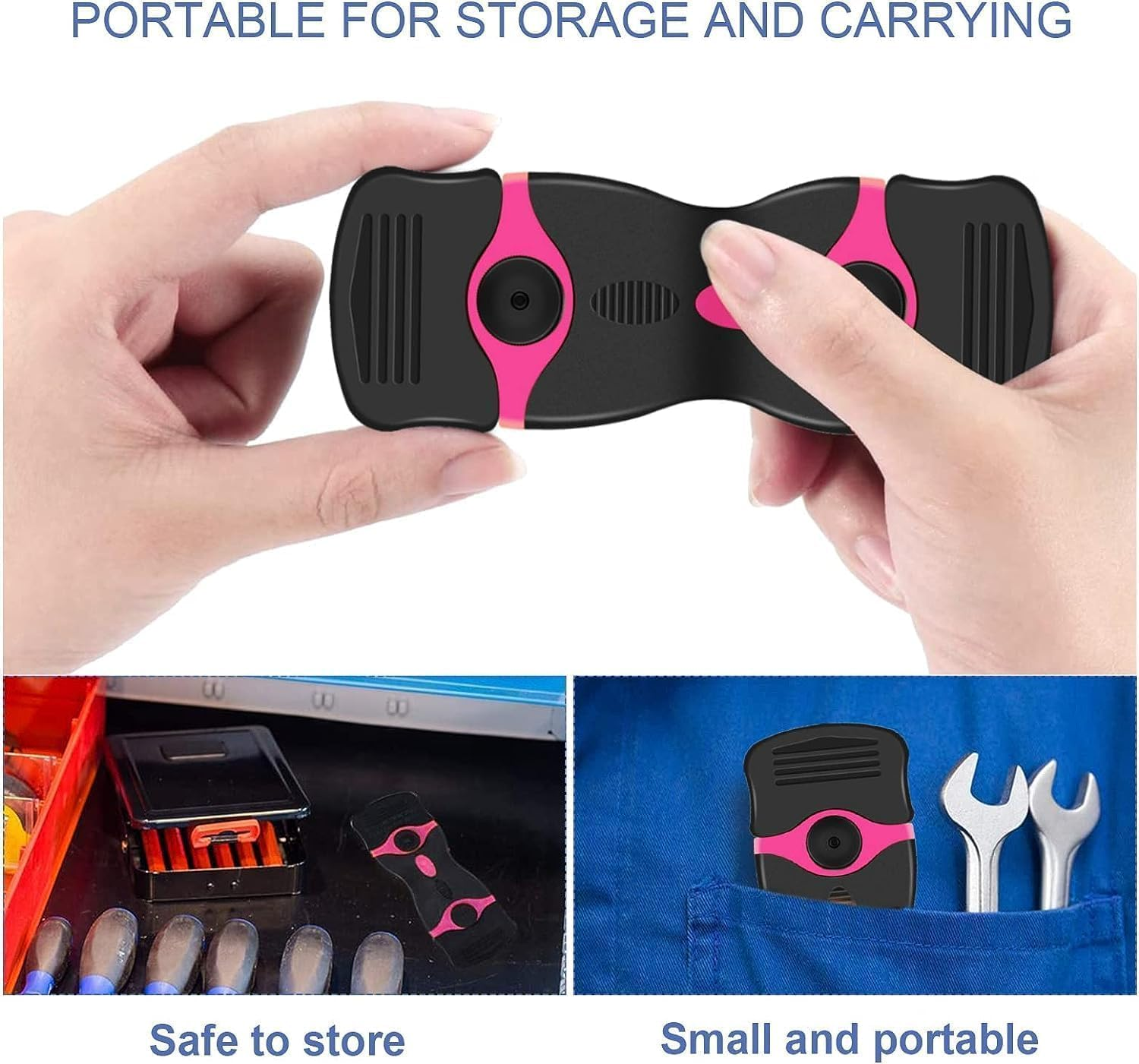 Razor Blade Scraper, 2 Pack Double Edged Razor Blade Scraper Tool with 30 Pcs Razor Blades, Glass Scraper for Windows, Decals, Tint, Stickers, Labels, Caulk, Adhesive（Pink） image number 5