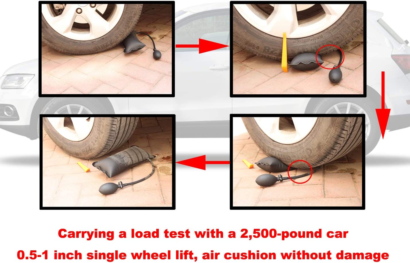PAFOWO Improved 3 Piece Commercial Grade Air Wedge Bag Pump Professional Leveling Kit & Alignment Tool Inflatable Shim Bag. 3 Sizes(Small, Medium, Large) for a Variety of Jobs. 300 LB Rating image number 2