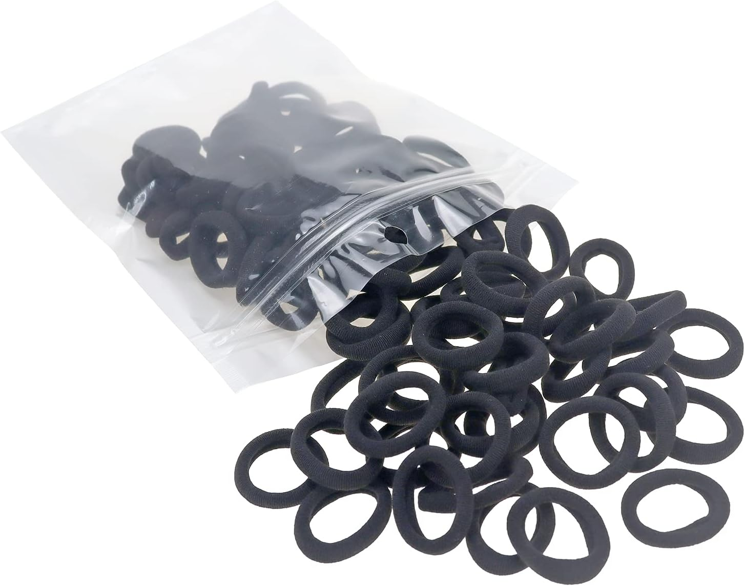 100 Pack Black Color Nylon Small Hair Ties Seamless Colorful Ponytail Holder Toddlers Baby Girls' Hair Elastics image number 4