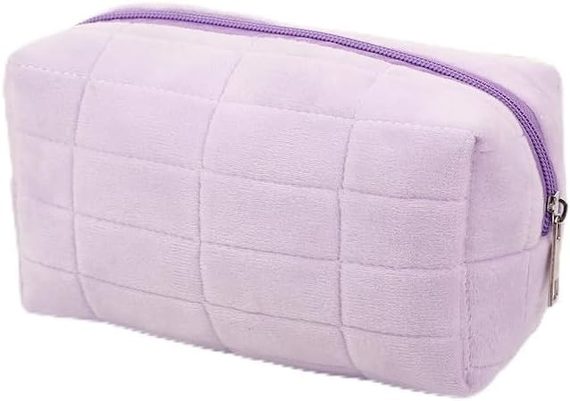 1 Pack Plush Makeup Bag Cosmetic Bag Large Capacity Pencil Pen Case, Zipper Travel Toiletry Pillow Bag, Pouch Holder Box Organizer Aesthetic Stationery Supply for Girls Adults (White)