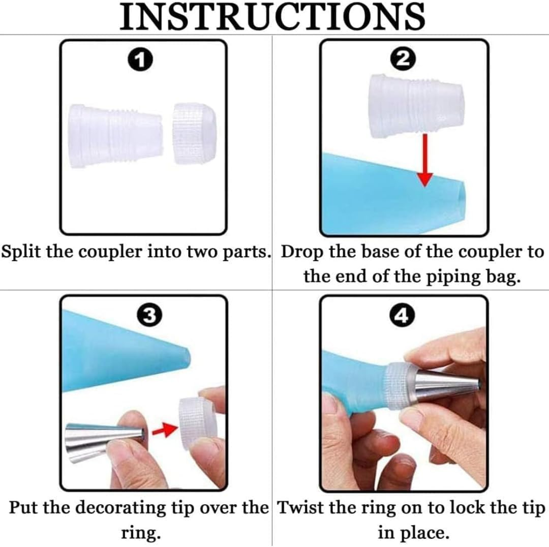 SHUNYUNG 30Pcs Stainless Steel Cake Decorating Set, Piping Bag and Tip Set with Piping Head Cleaning Brushes and Couplers image number 4