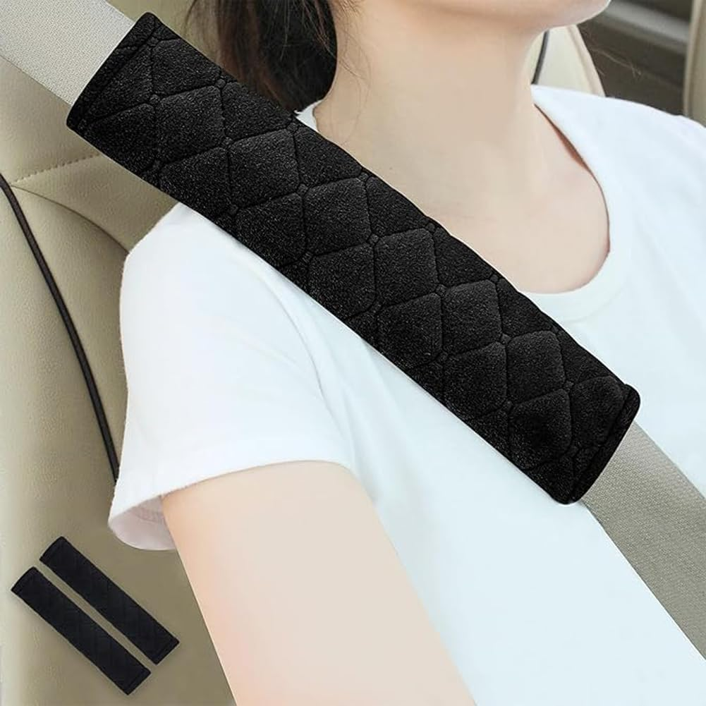 Soft Car Seat Belt Pad Cover, 2 PCS Seatbelt Shoulder Pad for a More Comfortable Driving Compatible with All Cars and Backpack,Carseat Straps Covers (Black) image number 1