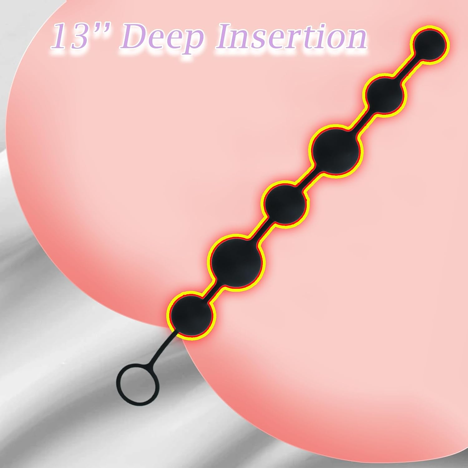 16'' Long Classic 6 Bead Anal Beads for Advanced Players, Prostate Massager with Pull Ring Silicone-Made Sex Toys for Men Women Couples, Flexible Anal Trainer image number 3