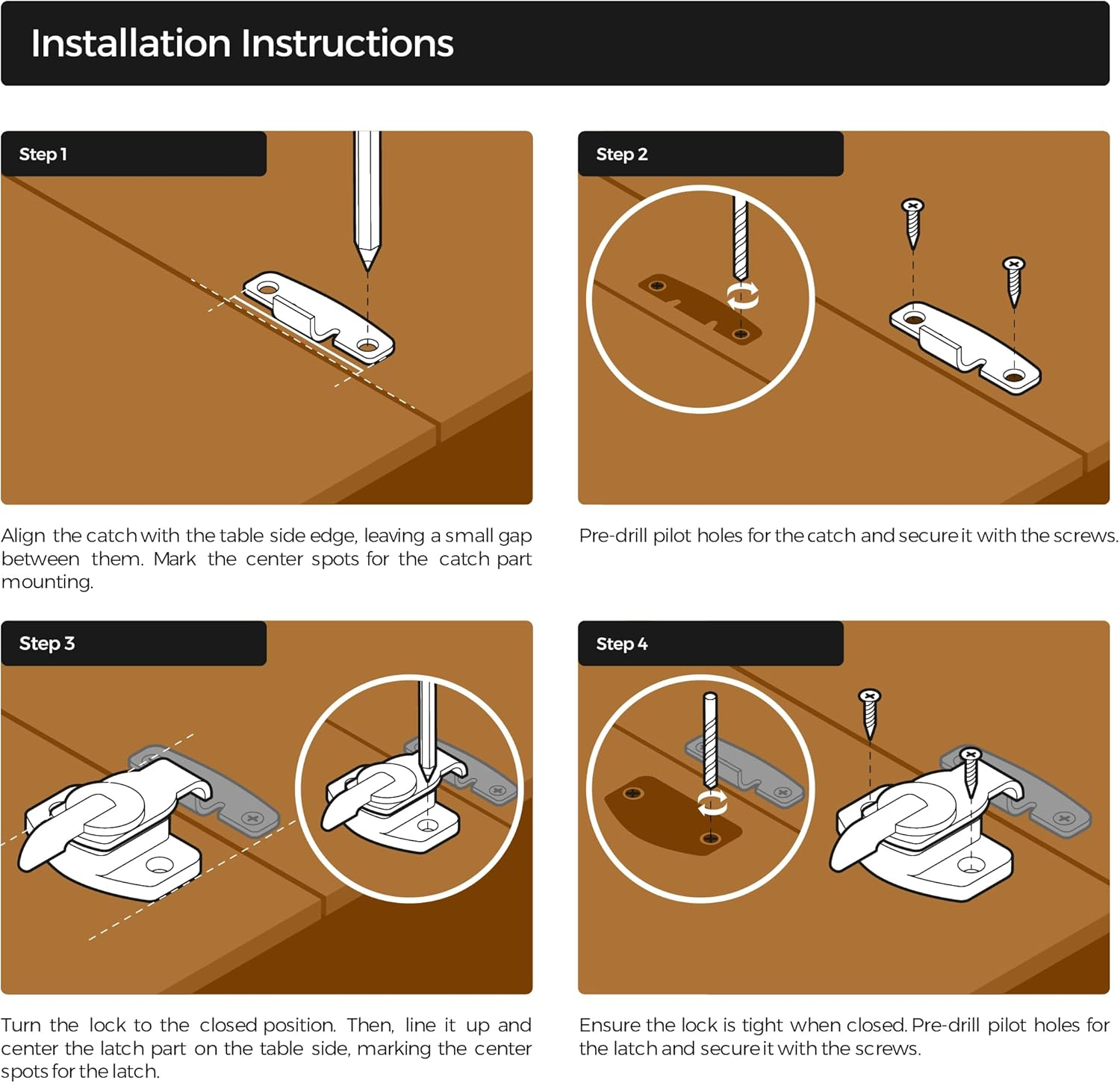 Steel Brass Plated Table Buckles Connector Cam-Type Table Leaf Lock | Dining & Cabinet Table Lock, Hardware Accessories for Vintage & Modern Furniture | TL-8 image number 2