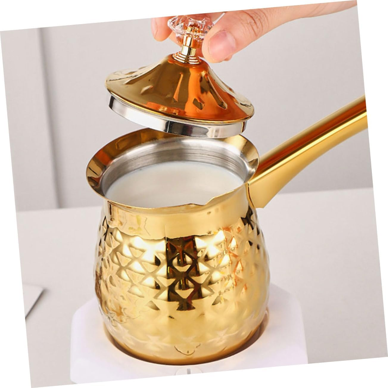 IMIKEYA Vintage Metal Turkish Coffee Pot Mocha Cup Espresso Pot for Stovetop Brew Turkish Tea Maker