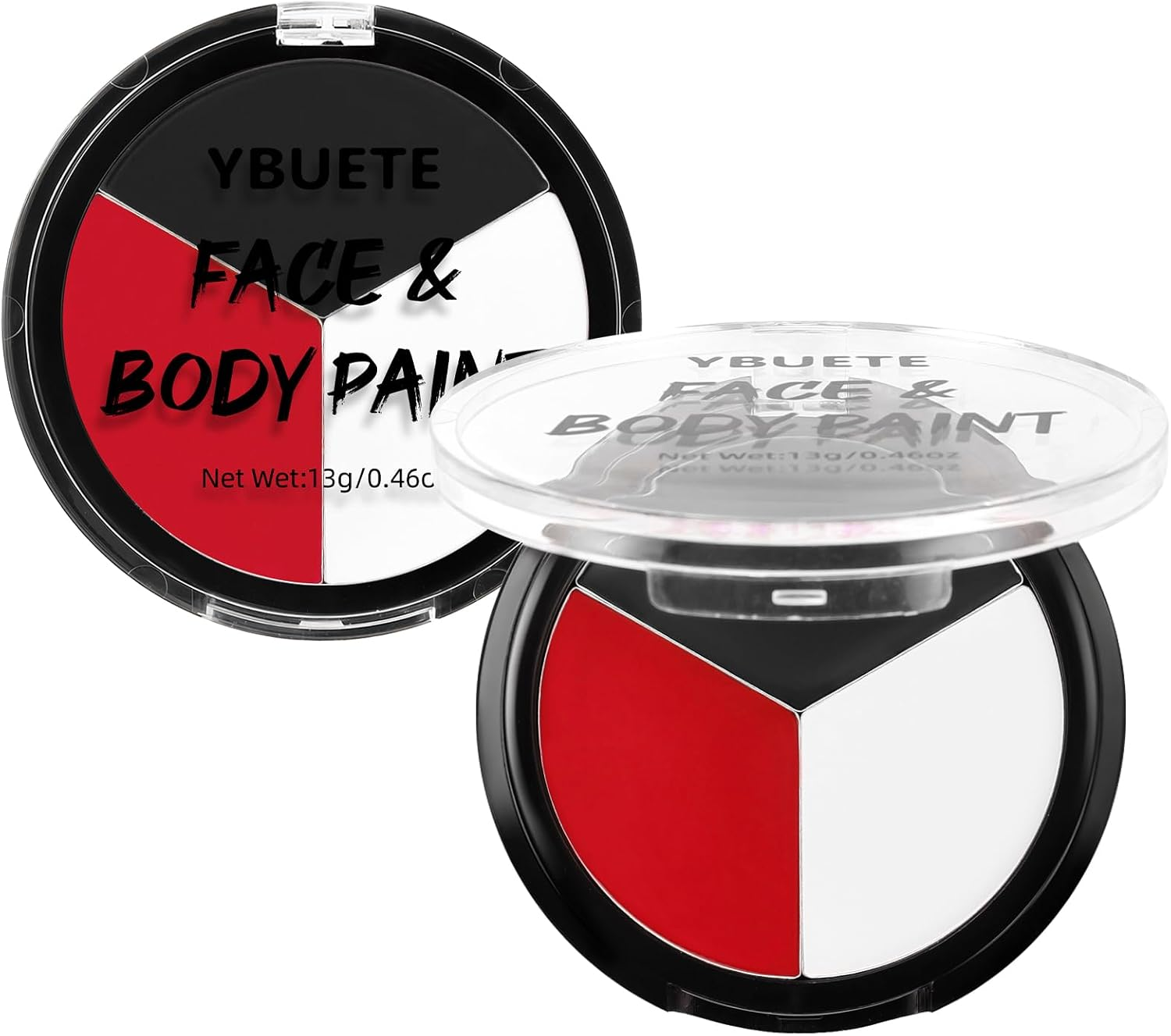 YBUETE Gray Black White Body Paint Palette, Oil-Based Waterproof Face Painting Cream for Halloween Cosplay SFX Makeup Skeleton Ghost & Mime Looks, Non-Toxic Face Paint for Adult Cosplay Stage Shows