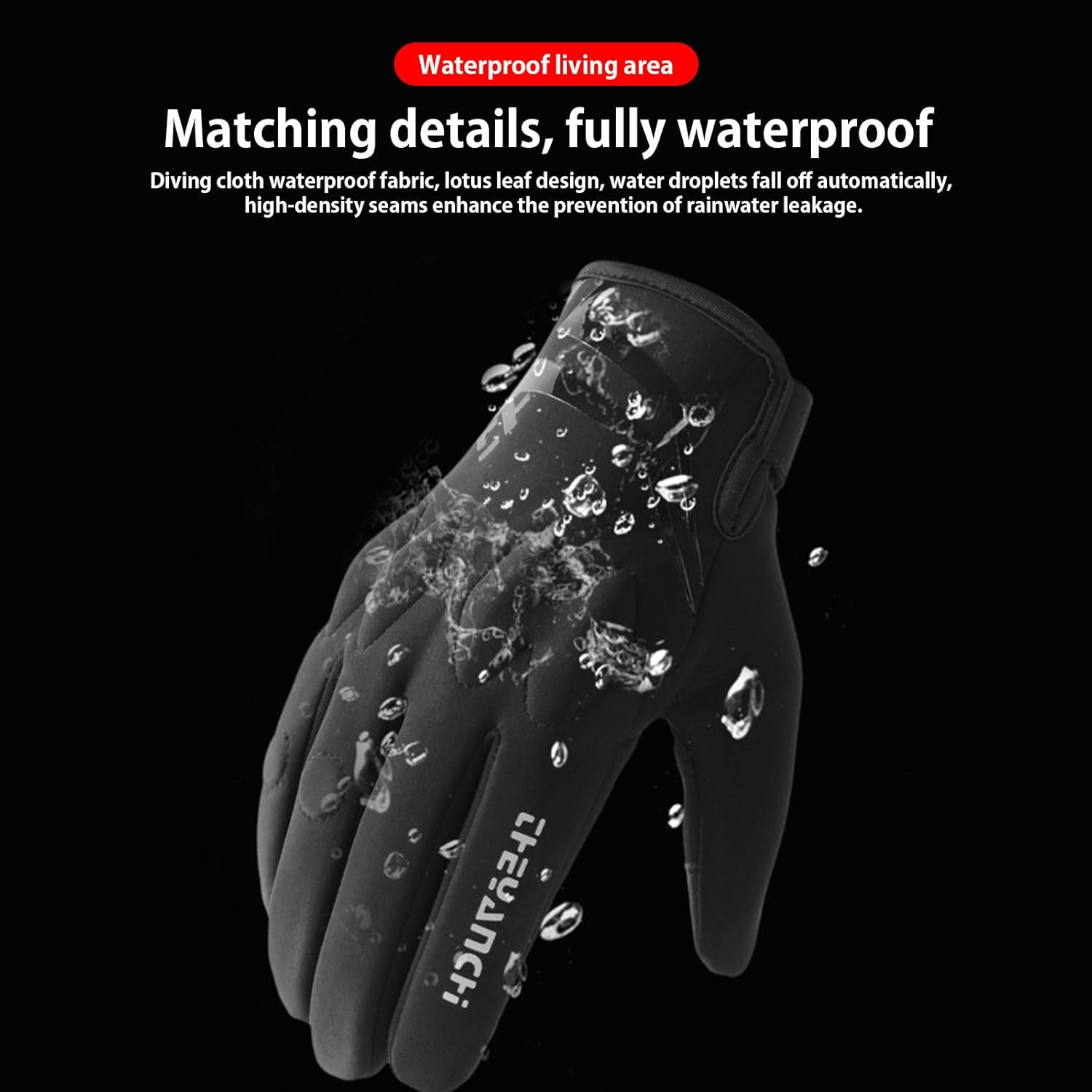 Men'S Winter Gloves Fleece Lining Waterproof Anti-Slip Windproof Cold Protection Cycling Mountaineering Fishing Unisex image number 6