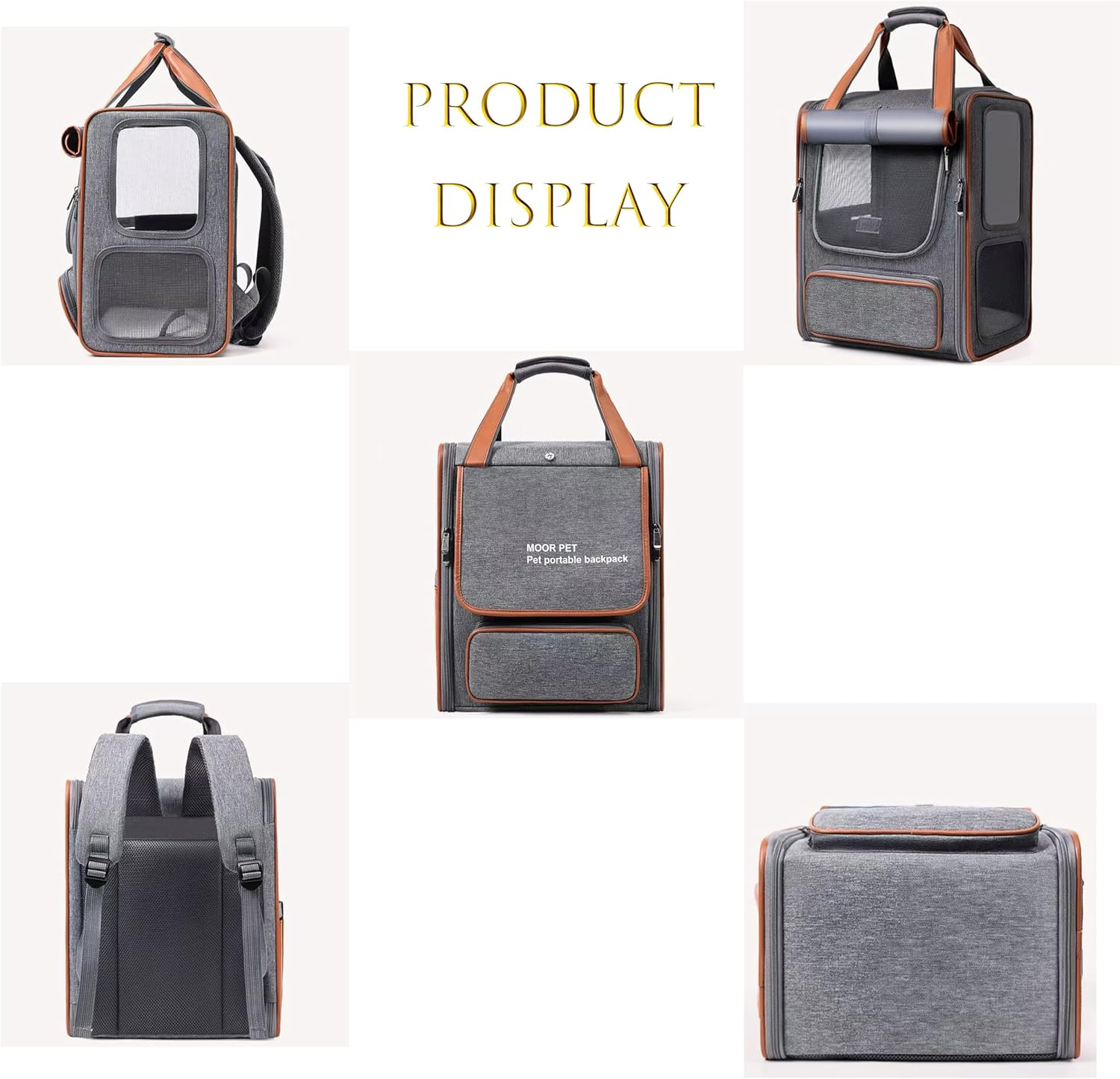 Soft-Sided Pet Carrier, Collapsible Travel Carrier for Cats and Puppies, Portable with Multiple Pockets (Gray-Backpack) - Gray-Backpack image number 3