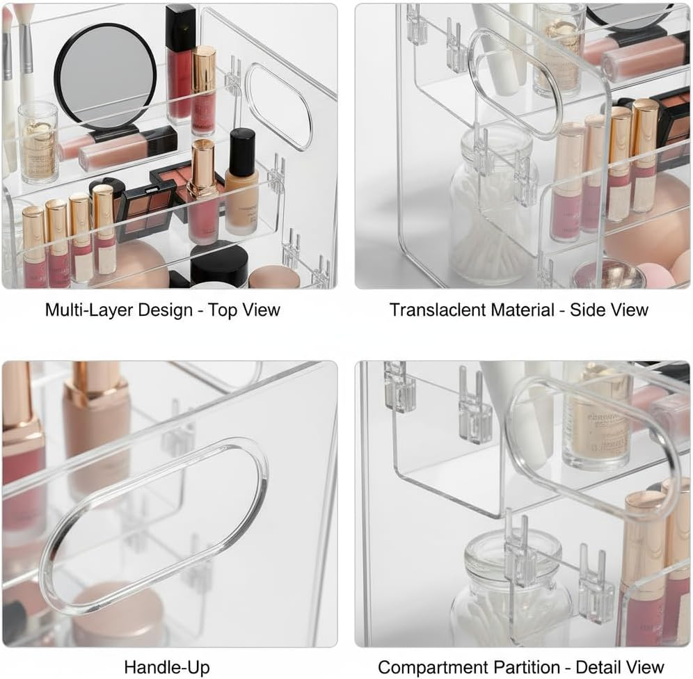 Transparent Cosmetics Storage Rack, Cosmetics Storage Display Cabinet, Suitable for Brush, Lipstick, Face Cream and Other Beauty Products Storage Solutions, Bathroom Washing Storage，Kitchen Storage