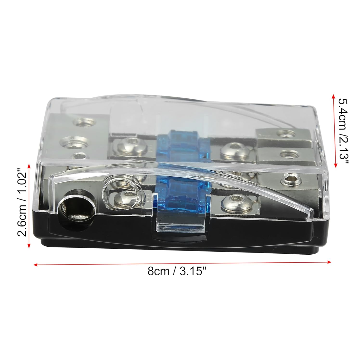 X AUTOHAUX AFS 3 Way 60 Amp Mini ANL Fuse Holder Distribution Block for Car Audio, Black, Silver Tone image number 2