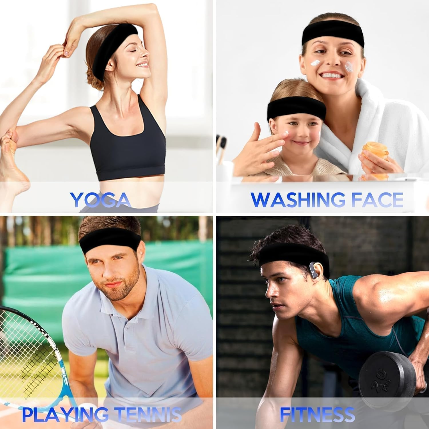 Sularpek Hair Bands, Pack of 3 Women'S Hair Bands, 7.5 Cm Black Wide Hair Band, Non-Slip Headband, Women, Elastic Hair Bands for Running, Cycling, Yoga, Fitness image number 5