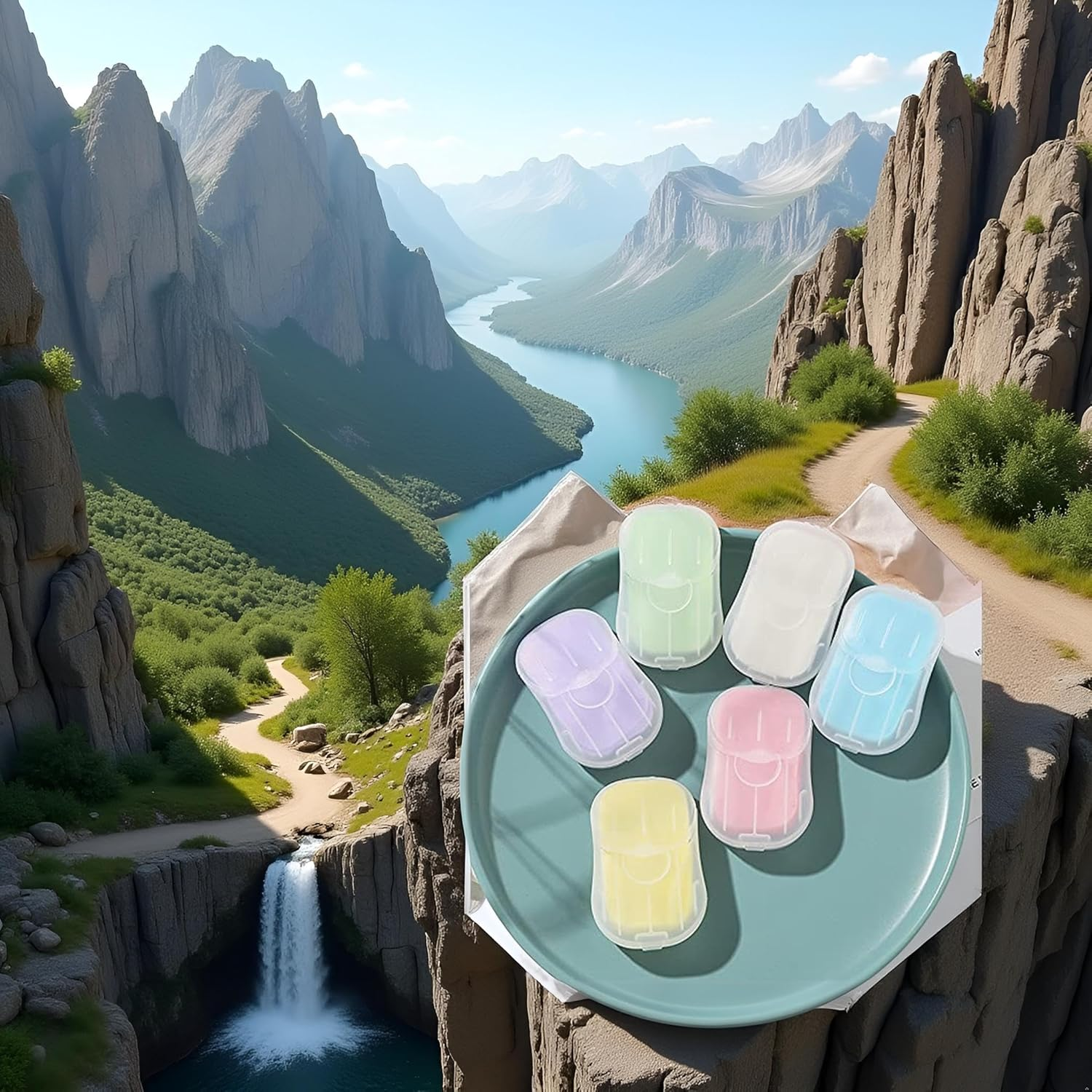 5 Boxes Blue Portable Soaps Sheets, Mini Portable Travel Soap Paper Sheets Disposable Water Soluble Hand Washing Bath Scented Paper Soap Camping Soap and Shampoo for Outdoor,Outdoor Recreation image number 4