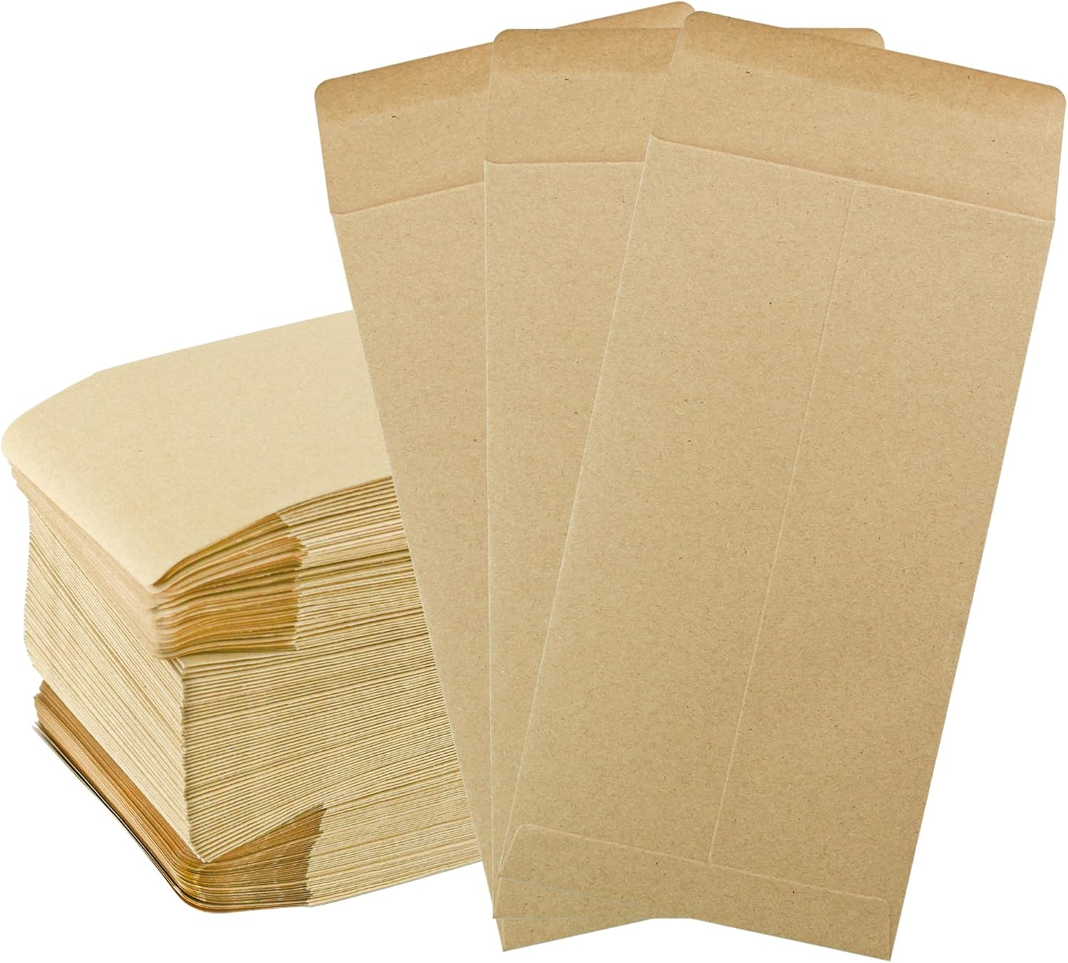 VANRA 150 PCS Kraft Coin Envelopes Seed Envelopes, Money Cash Envelopes Small Parts Envelope with Gummed Flap for Payroll, Money Saving, Coins, Currency (8.9&times;16.5Cm)