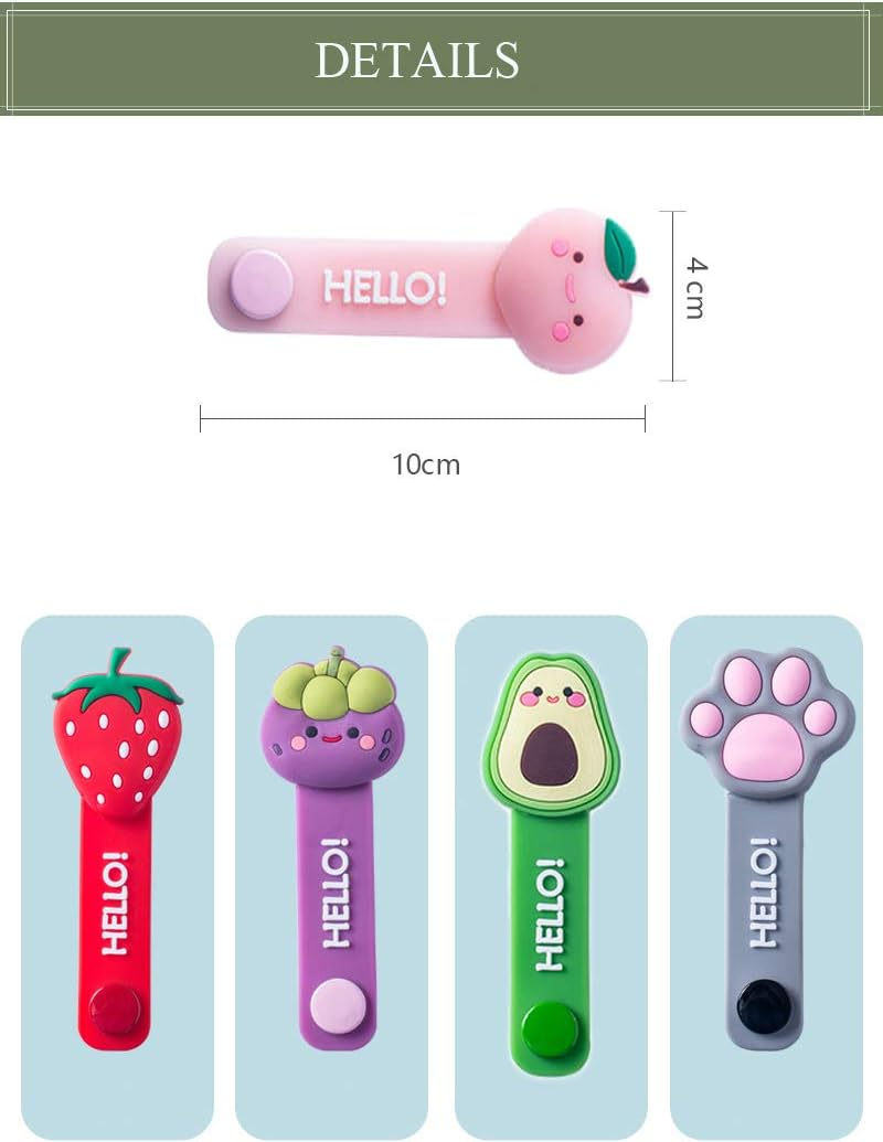 Earphone Cable Ties,Cord Winder,Strap Winder,Cord Organizer,Cable Straps, Cord Management,Cartoon Headphone Wire Ties,Wrap Winder, Fruit Shape Cable Management, USB Holder,Earphone Organizer, 5Pcs image number 3