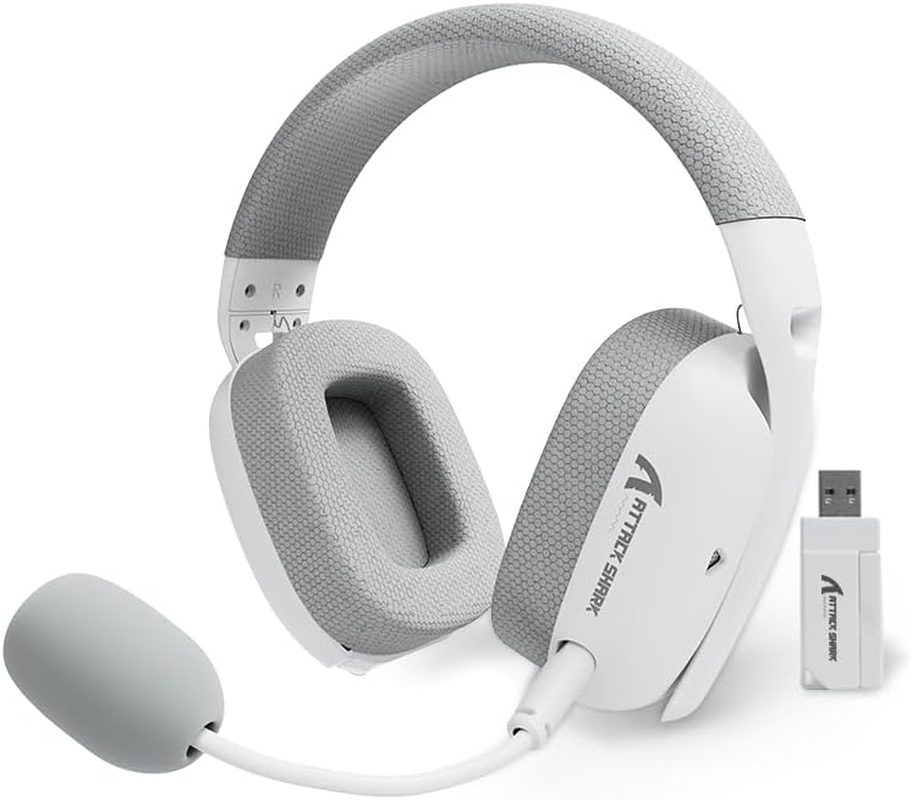 Mambasnake&times;Attack Shark L80PRO Gaming Headset, Lightweight Over-Ear Gaming Headphones,Wired/Bt/2.4G Wireless,Dual Microphone Stereo Surround Sound Low Latency for Pc/Smartphone/Laptop/Tablet-White image number 5