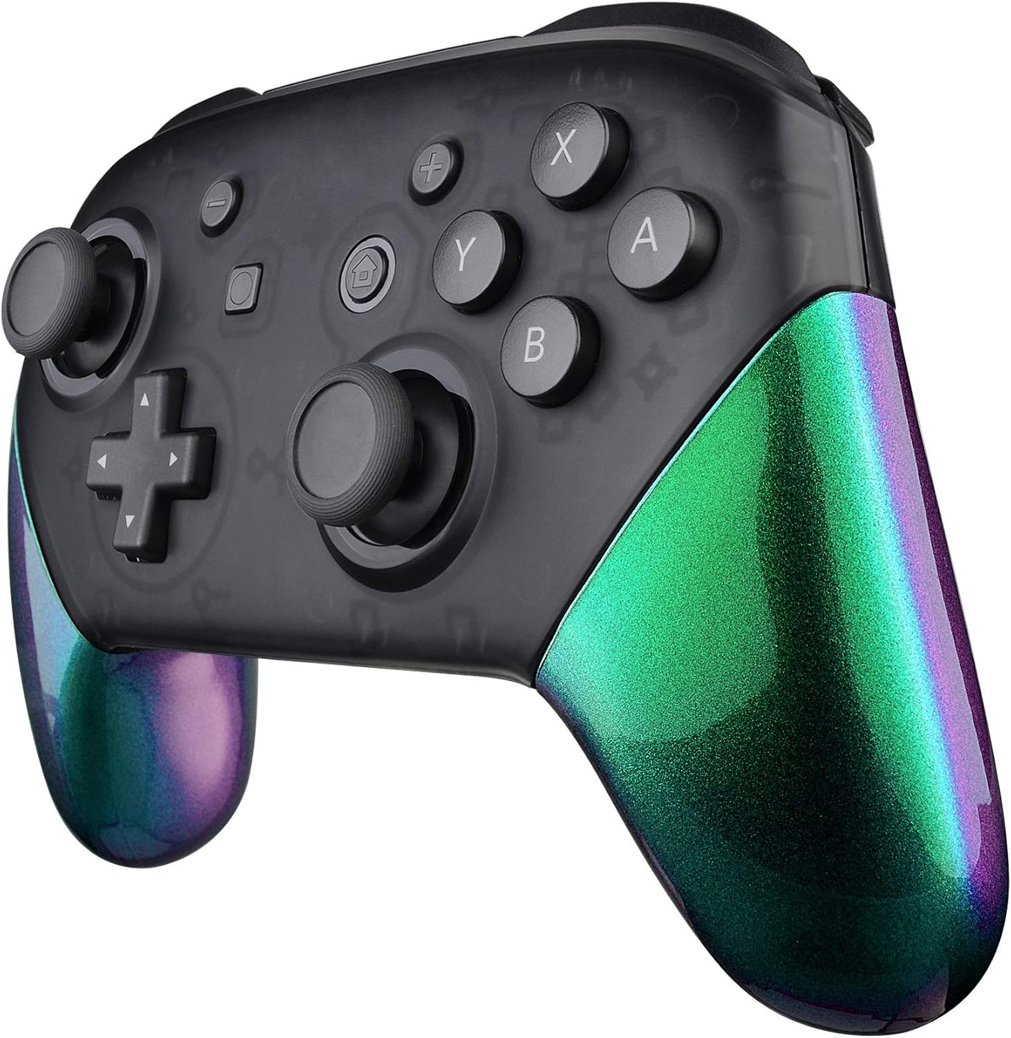 Extremerate Chameleon Replacement Handle Grips for Nintendo Switch Pro Controller, Green Purple DIY Hand Grip Shell for Nintendo Switch Pro - Controller NOT Included