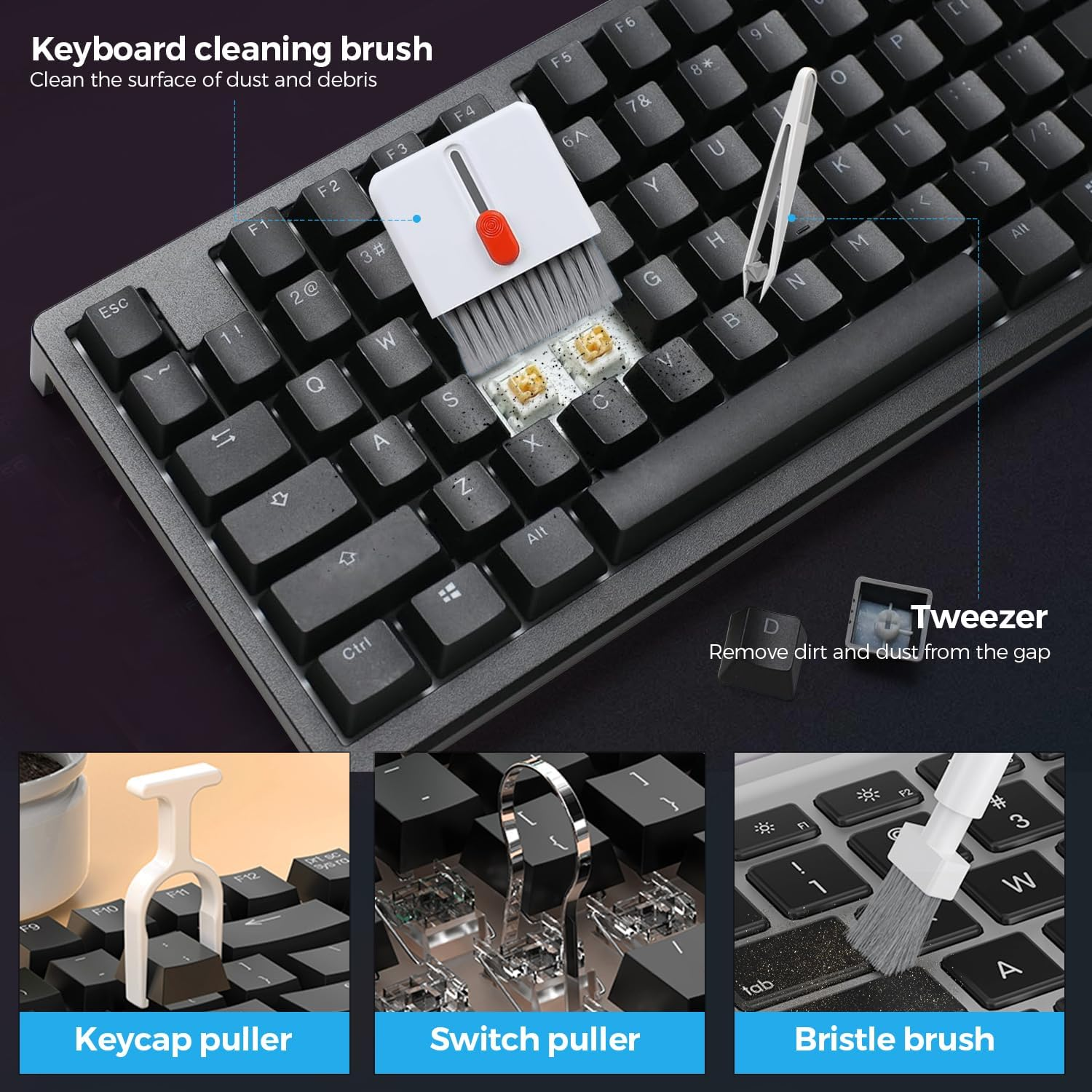 Sydroya 32-In-1 Multi-Functional Cleaner Kit for Electronic Devices, Phone Cleaning Kit, Headphones Cleaner Tool for Airpods, Multi-Tool for Cleaning Keyboard, Computer, Earbuds, Camera, Lens (White) image number 6