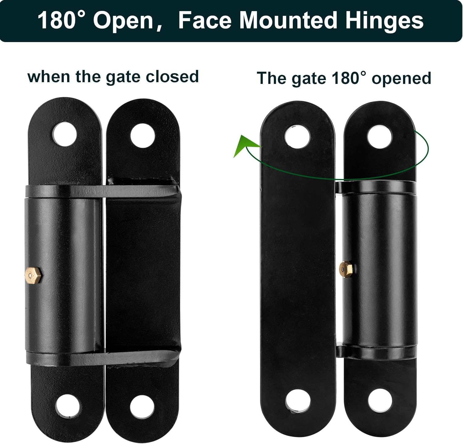 Heavy Duty Gate Hinges for Large Heavy Wooden or Metal Gates.7''Gate Hinge Can Opens 180&deg;,Face Mount Bolt on or Weld on Gate within 1100 Lbs, Heavy Duty Hinge with Roller Bearings,2 Pack image number 5