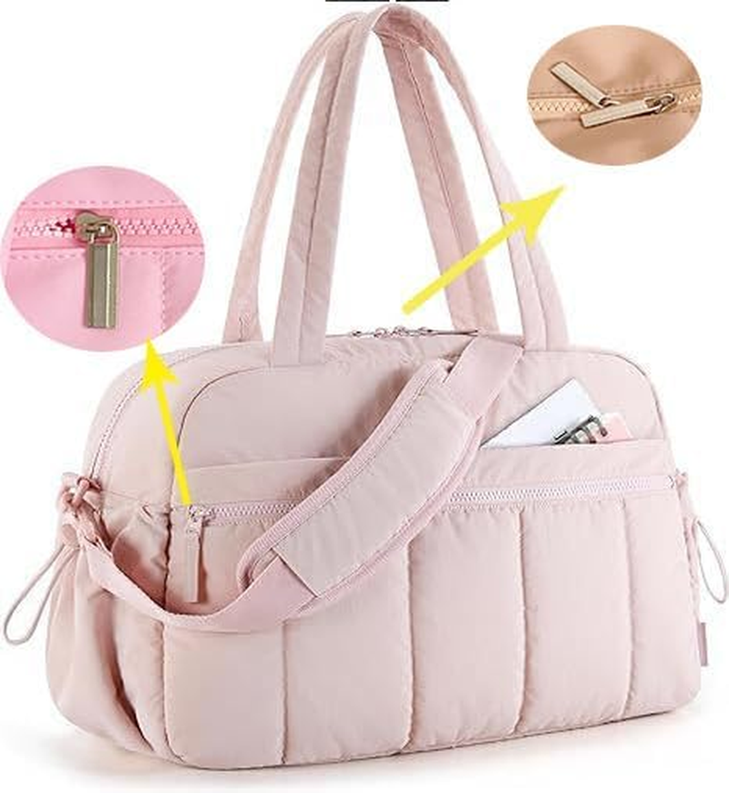 Gym Bag for Women, Duffle Bag for Travel with Wet Pocket, Lightweight Carry on Weekender Duffel, Water Resistant,Pink image number 5