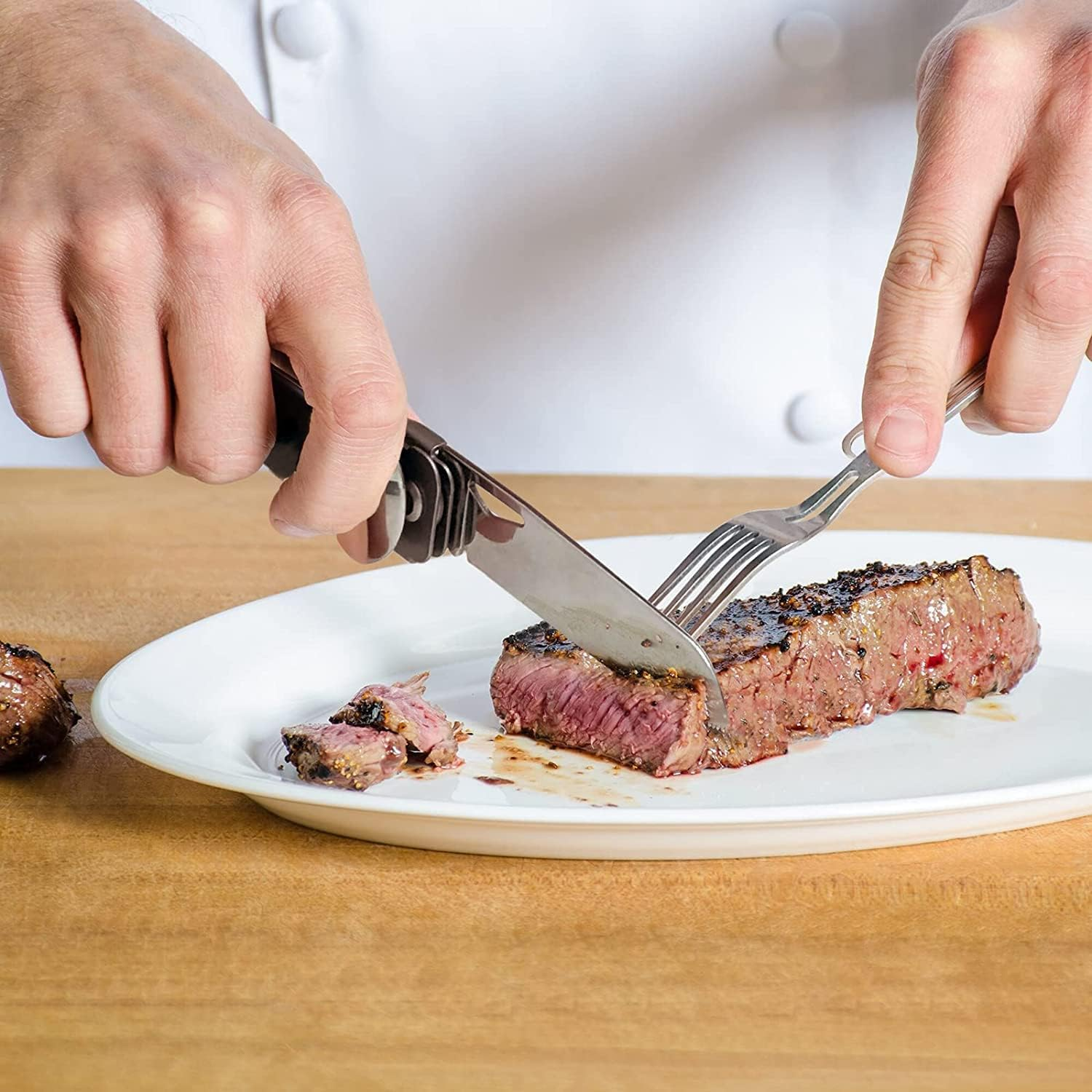 HONZIN Camping Utensil Set 5-In-1 Multi Functional Folding Flatware Set, Pocket Utensil Set Portable Stainless Steel Knife, Spoon, Fork, Bottle Opener, Can Opener Combo Set with Carrying Bag image number 6