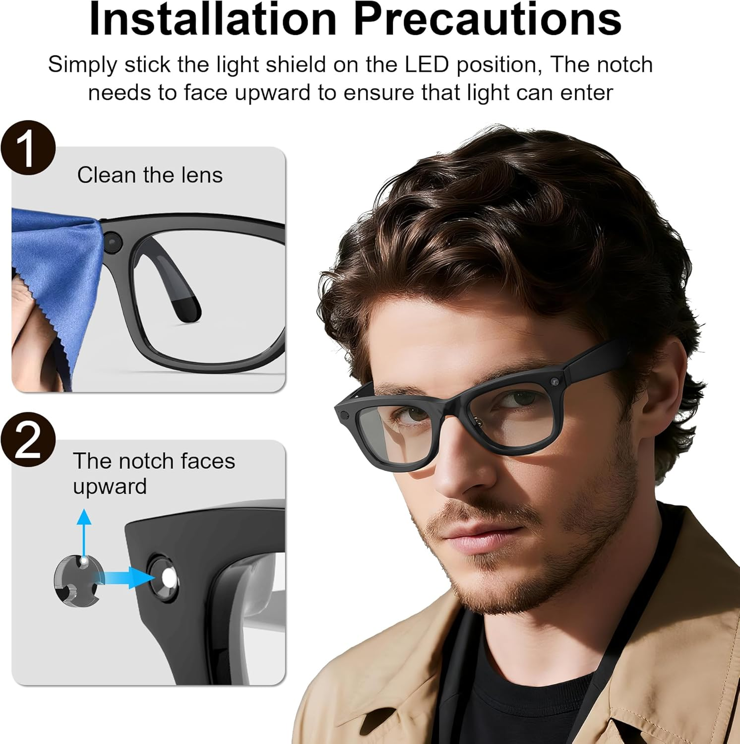 Hibloks LED Light Blocking Stickers Compatible with Ray-Ban Meta Wayfarer/Skyler/Headliner Accessories, Blackout LED Covers for Smart Glasses, Low-Tack Restickable Sticker image number 5