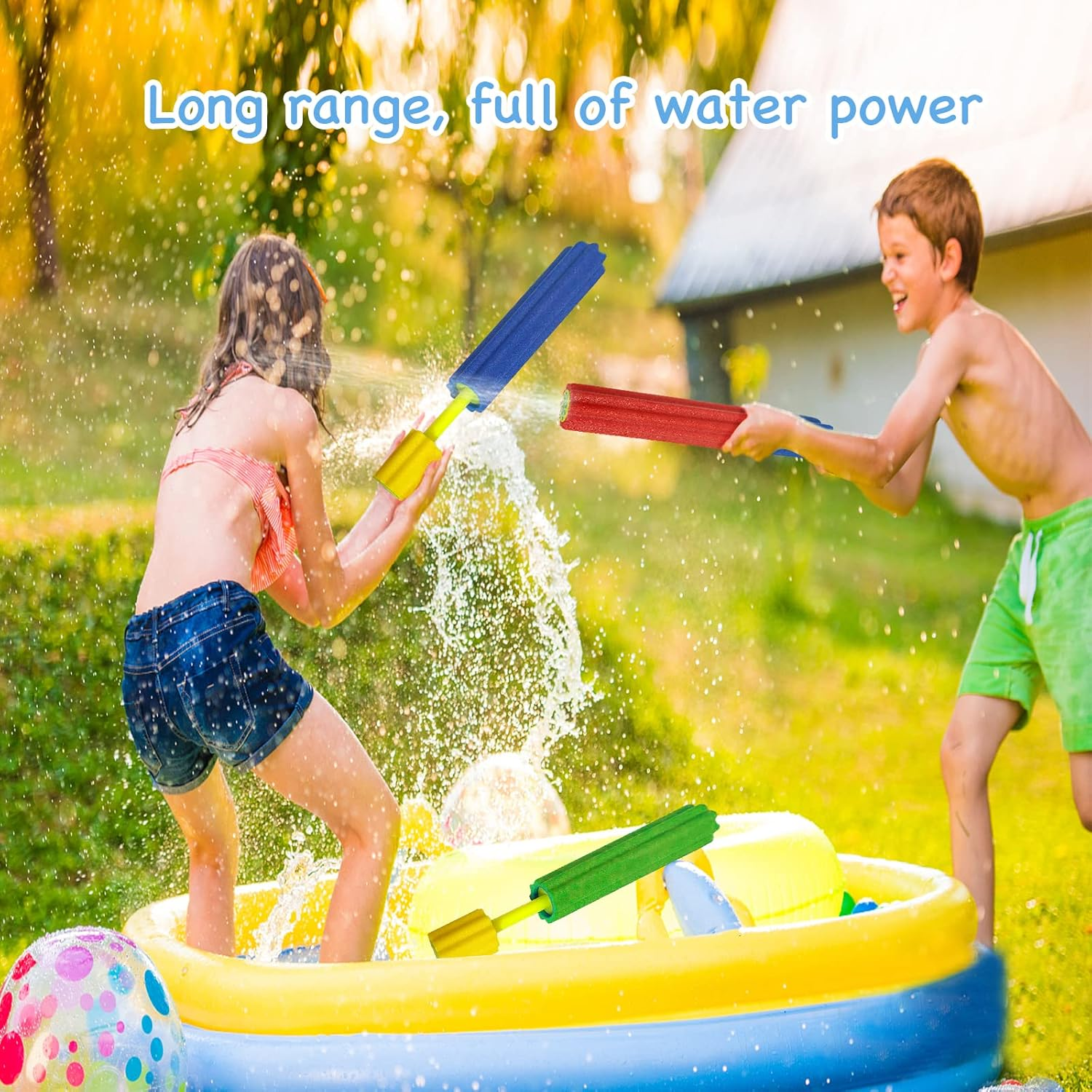 4 Pack Foam Water Blaster, Pool Toys, Squirt Guns for Kids, Water Gun Toy, Ranges up to 40 Feet, Outdoor Water Toys image number 2
