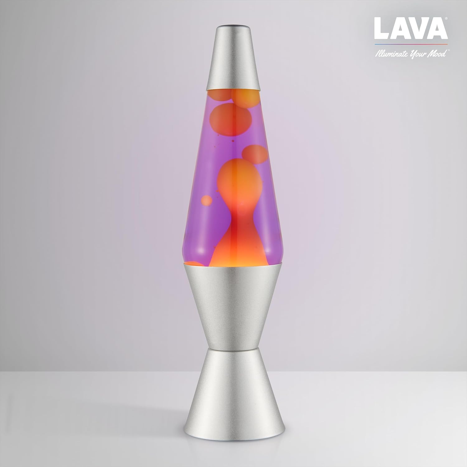 LAVA&reg; - Lava Lamp 2125, Yellow Wax, Purple Liquid, Silver Base and Cap, Original LAVA&reg; Brand 14.5 Inch Motion Lamp - Blu/Trasparente image number 7