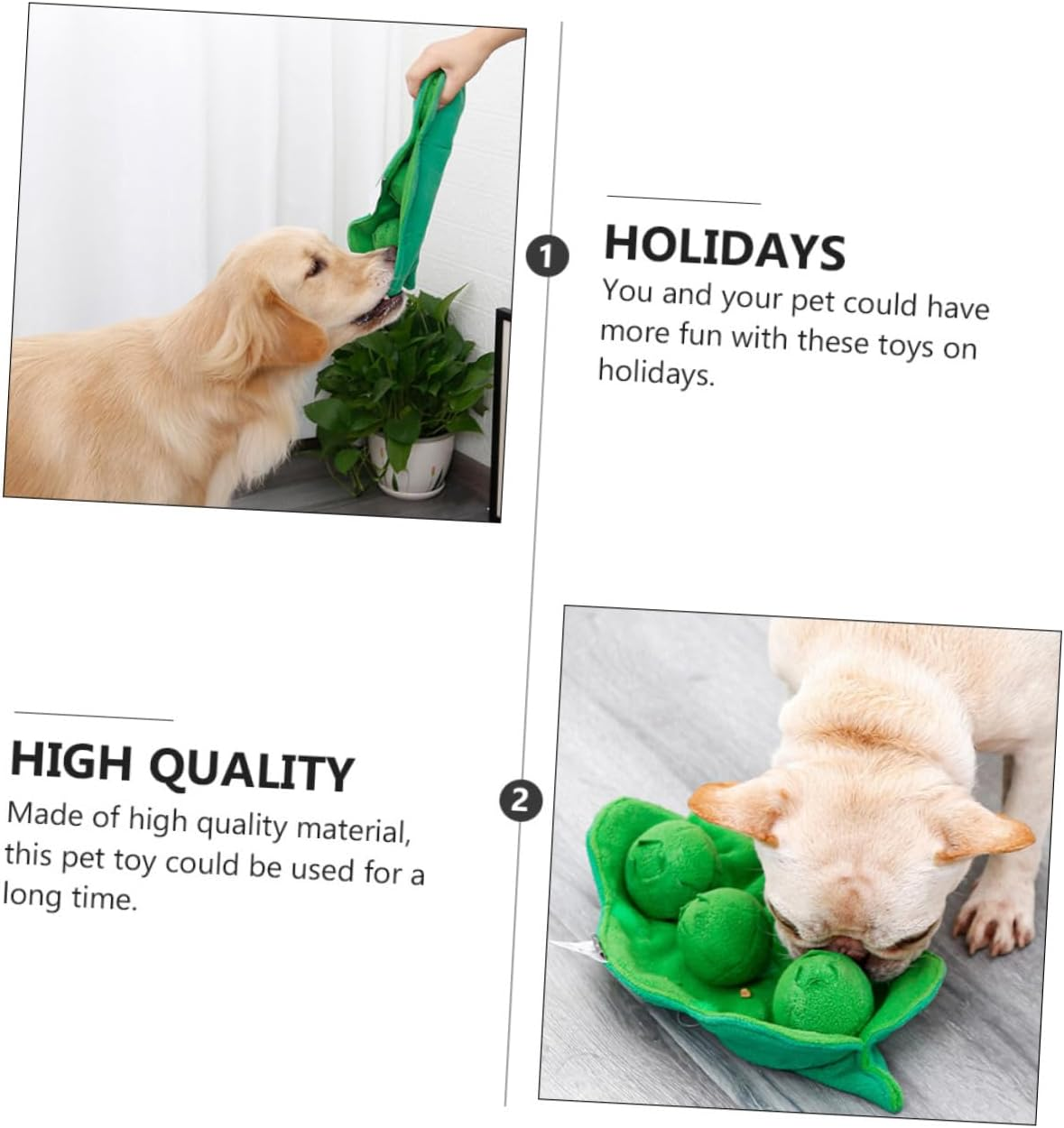 Toddmomy Snuffle Toys for Dogs: Pea Sniffing Pet Puppy Puppies Dog Chewers Squeaky Chewing Pea Shape Polar Fleece Green image number 5