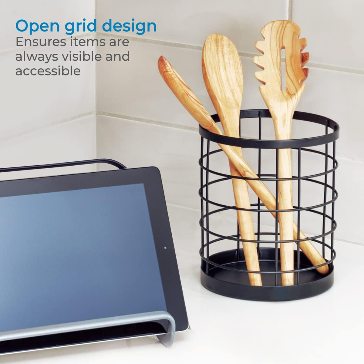 Interdesign Austin Kitchen Utensil Holder, Wire Utensil Storage