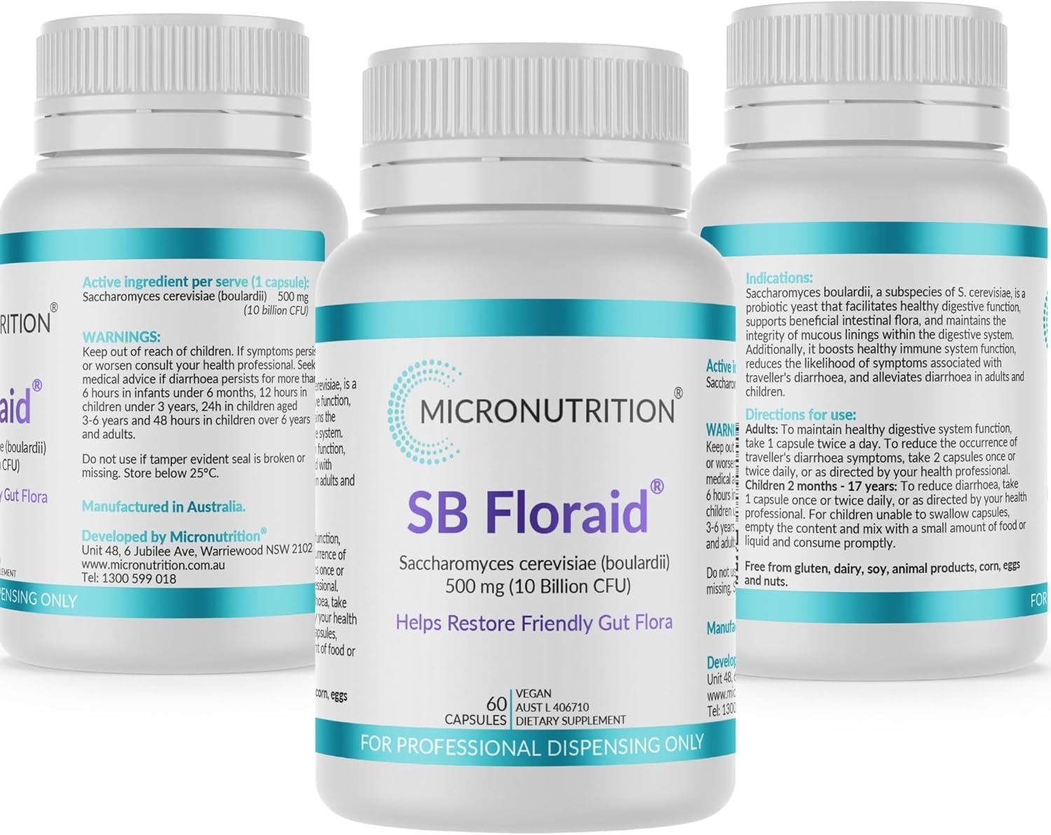 Saccharomyces Cerevisiae (Boulardii) 10 Billion CFU per Serving SB Floraid | Oral Probiotic Yeast Supplement Restores Good Gut Bacteria & Relieves Traveller'S Diarrhoea (60 Veg Caps) - MICRONUTRITION image number 5