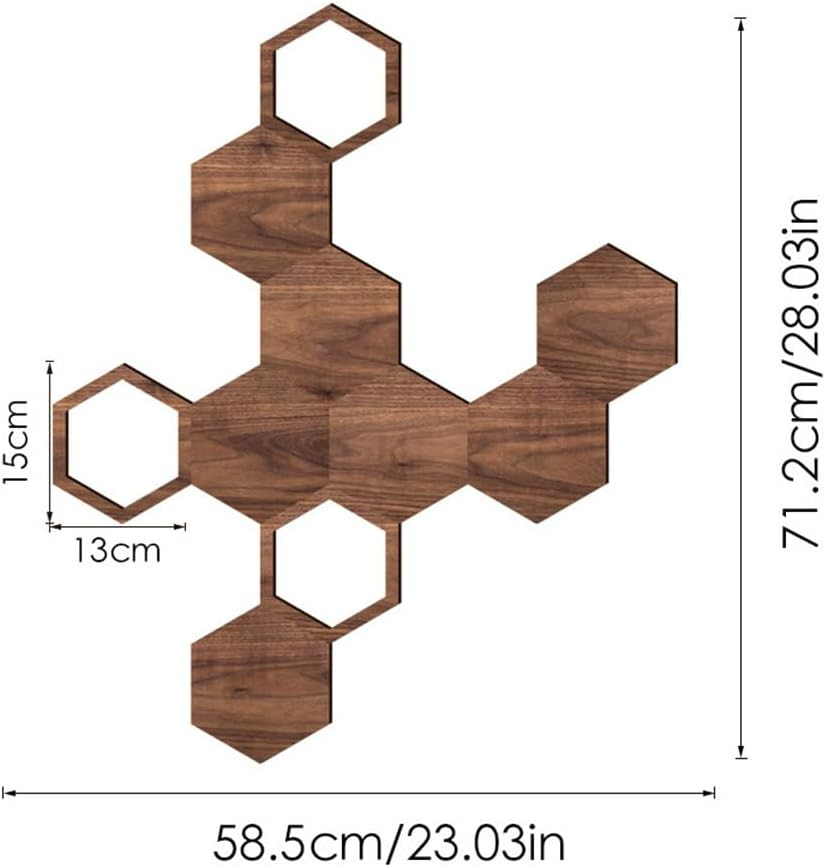 Wooden Hexagon Wall Decor - 10 Pcs Creative Wood Wall Panels, Self Adhesive Hexagon Wall Decals for Living Room, TV Background, Bedroom, DIY Home Decoration