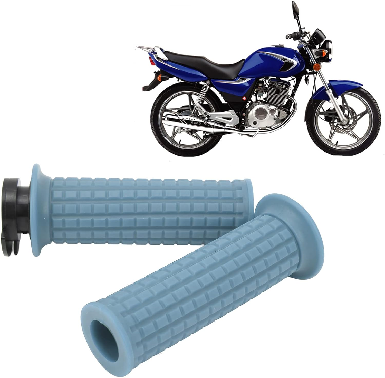Motorcycle Handlebar Grips, Silicone Left Right Wear Resistant 22Mm Comfort Throttle Grips Direct Replacement for GY6 50Cc 80Cc 125Cc 150Cc (Blue) image number 2