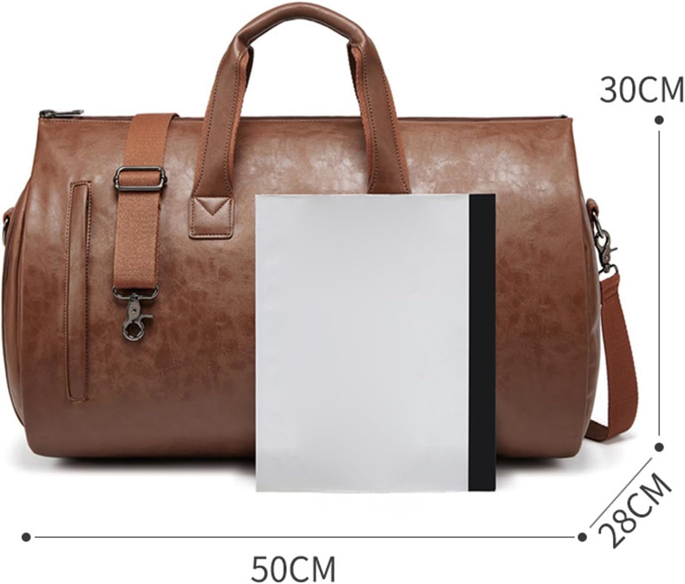 Leather Duffle Bag Business Travel Bag for Men Water Resistant Multipurpose Tote Shoulder Bag Luggage Bag with Shoes Compartment for Holiday image number 2