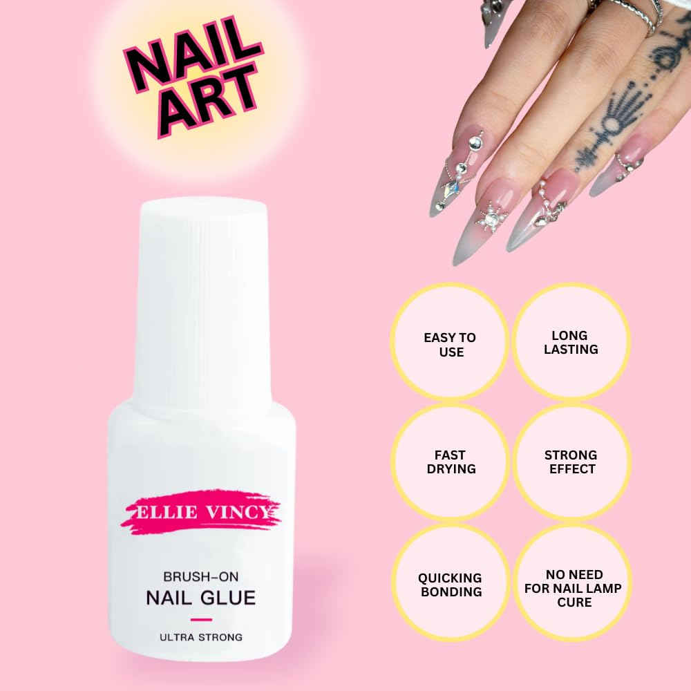 Super Strong Brush-On Glue for Nail Tips, Acrylic & Press-On Nails (7Ml / 0.24 Fl.Oz) &ndash; Long-Lasting & Fast-Drying Adhesive image number 4