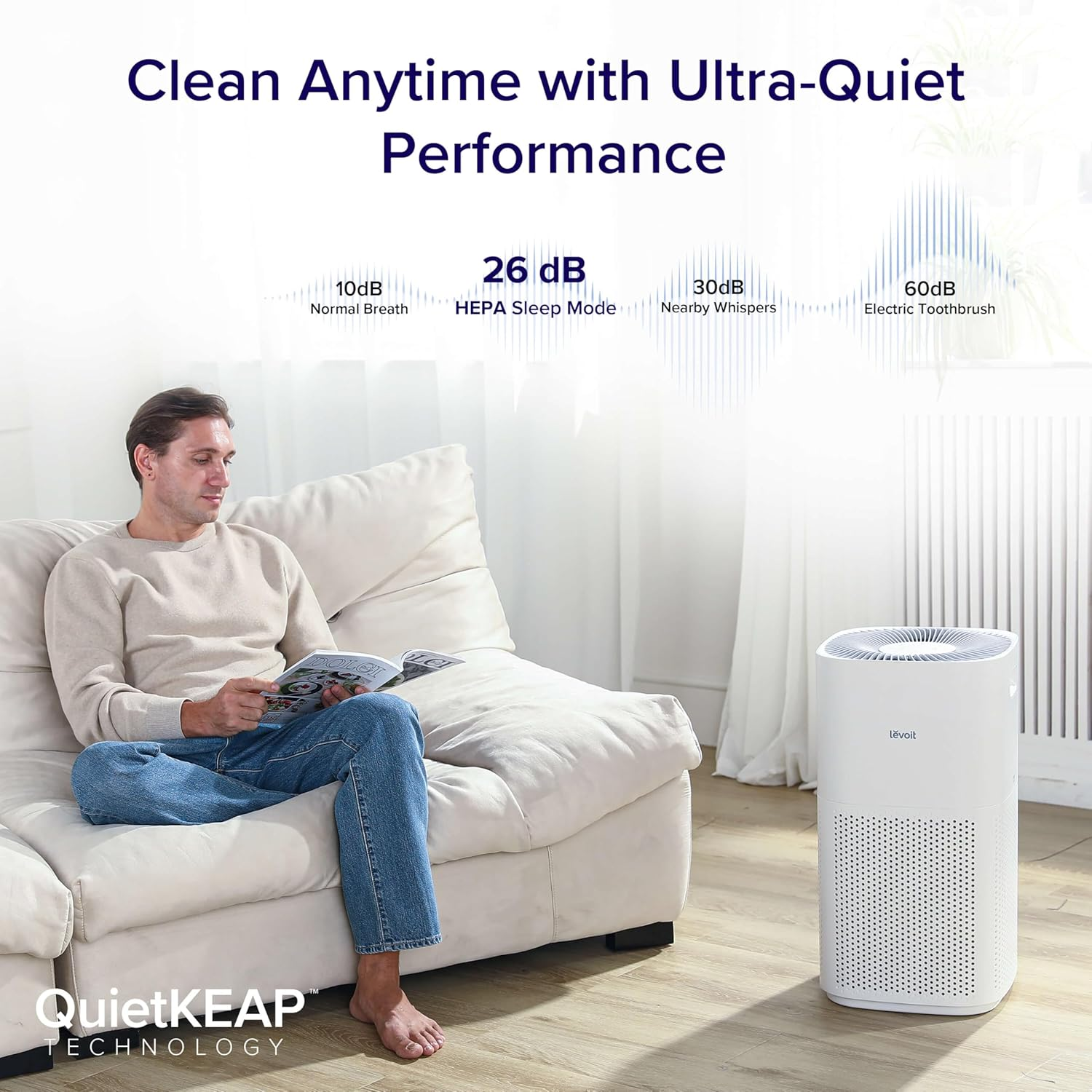 LEVOIT Smart Air Purifiers for Home Large Room, Covers up to 1588 Sq. Ft, APP Control and PM2.5 Display, H13 HEPA Filter Removes 99.97% of Particles, Allergies, Dust, Smoke, Alexa Control, White, XL image number 5
