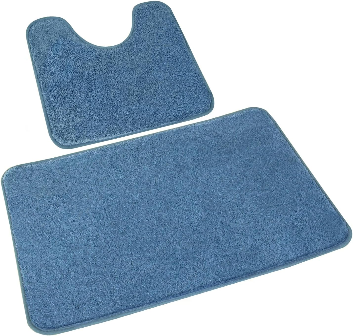 Rururug Bath Mat Sets 2 Piece Washable Microfiber Bathroom Mats New Point Plastic Non-Slip Bottom Bath Rug and Toilet Mat Set (Green, 50X80Cm+50X40Cm)