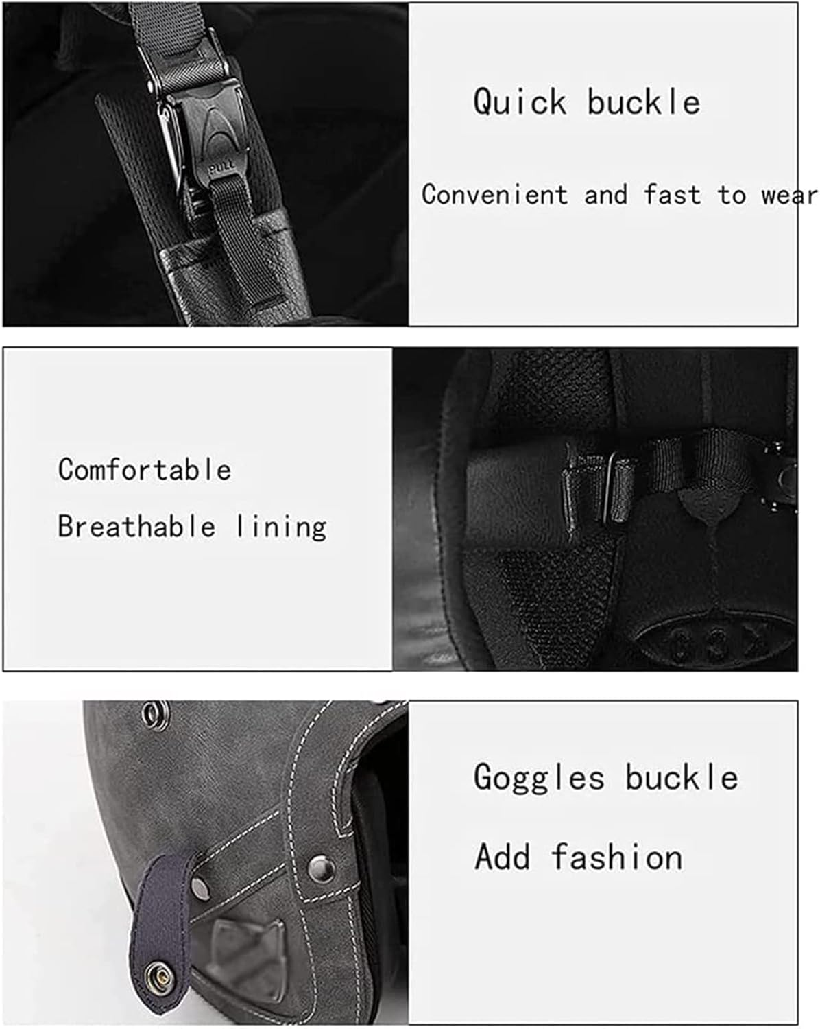 German Style Retro Half Helmet ECE Approved Motorcycle Half Face Helmet with Goggles Adult Men Women Open Face Helmet C,XL=59-60CM image number 2