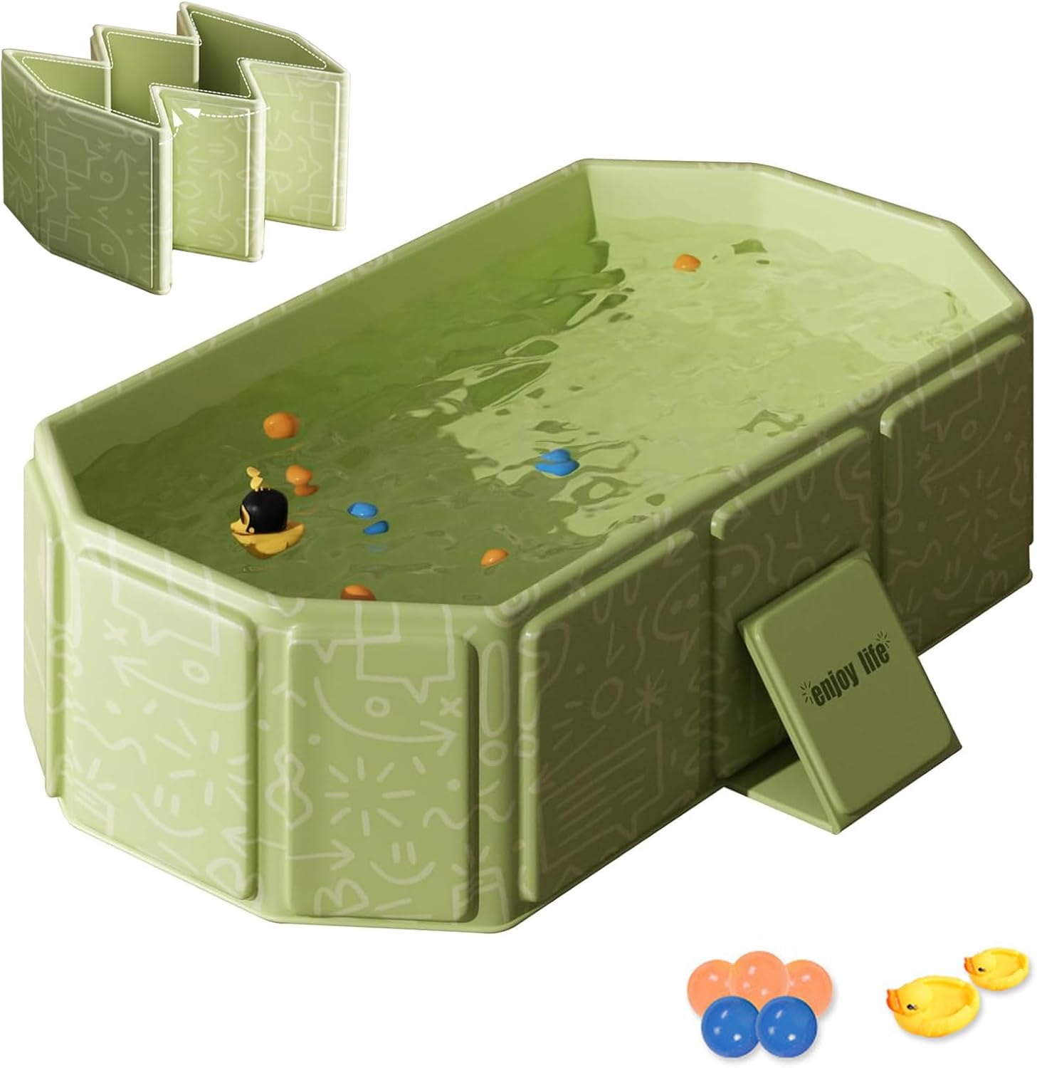 Portable Baby Bathtub, Foldable Tub for Shower, Collapsible Travel Tub to Toddler 70&times;75Cm (Green)