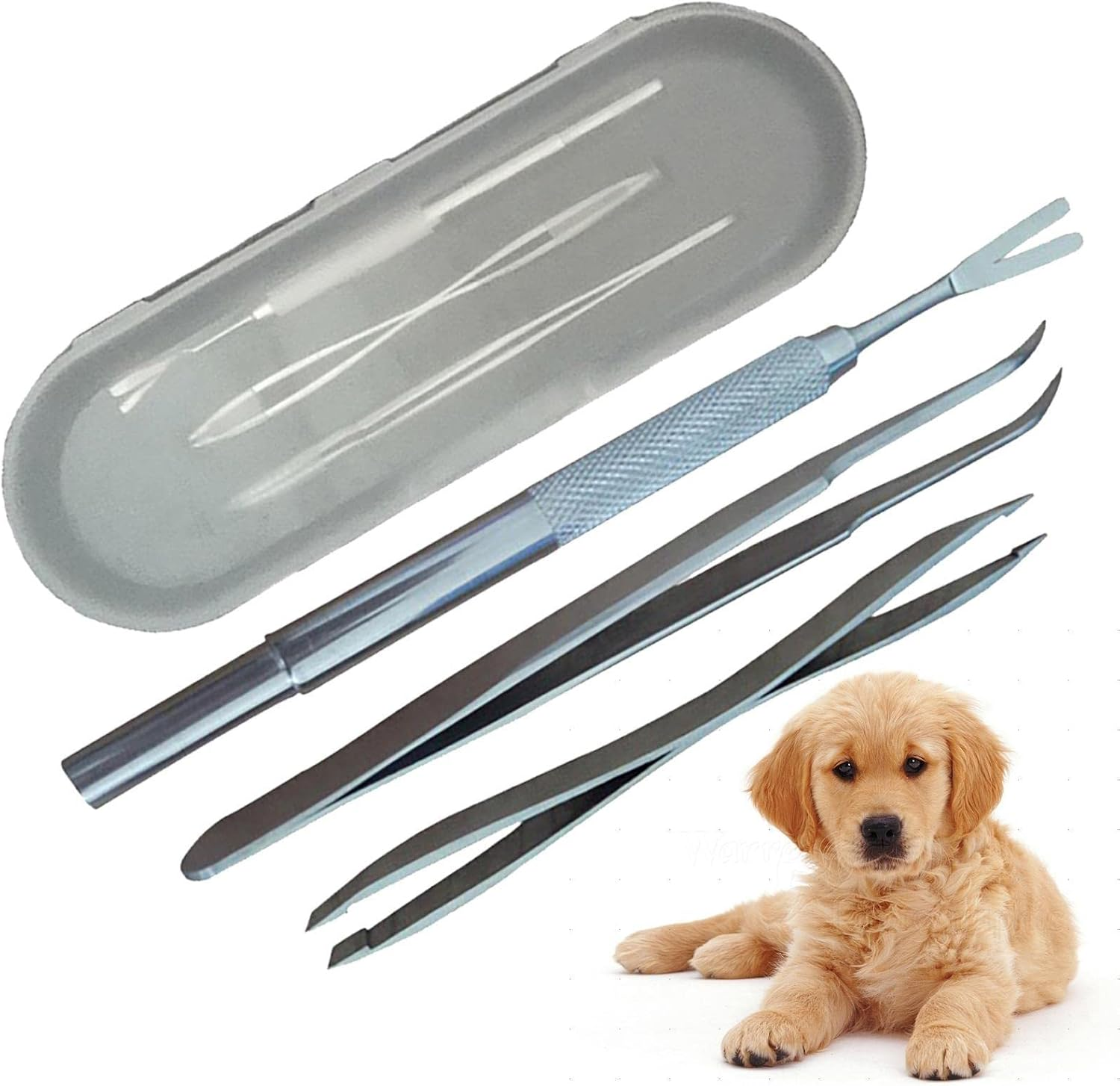 Tick Remover Kit, Pet Tick Tongs,Quick Safe Cat Dog Stick Tweezers Stainless Steel Tick off Tool For, Cat, Human with Storage Box(Pack of 3) image number 1
