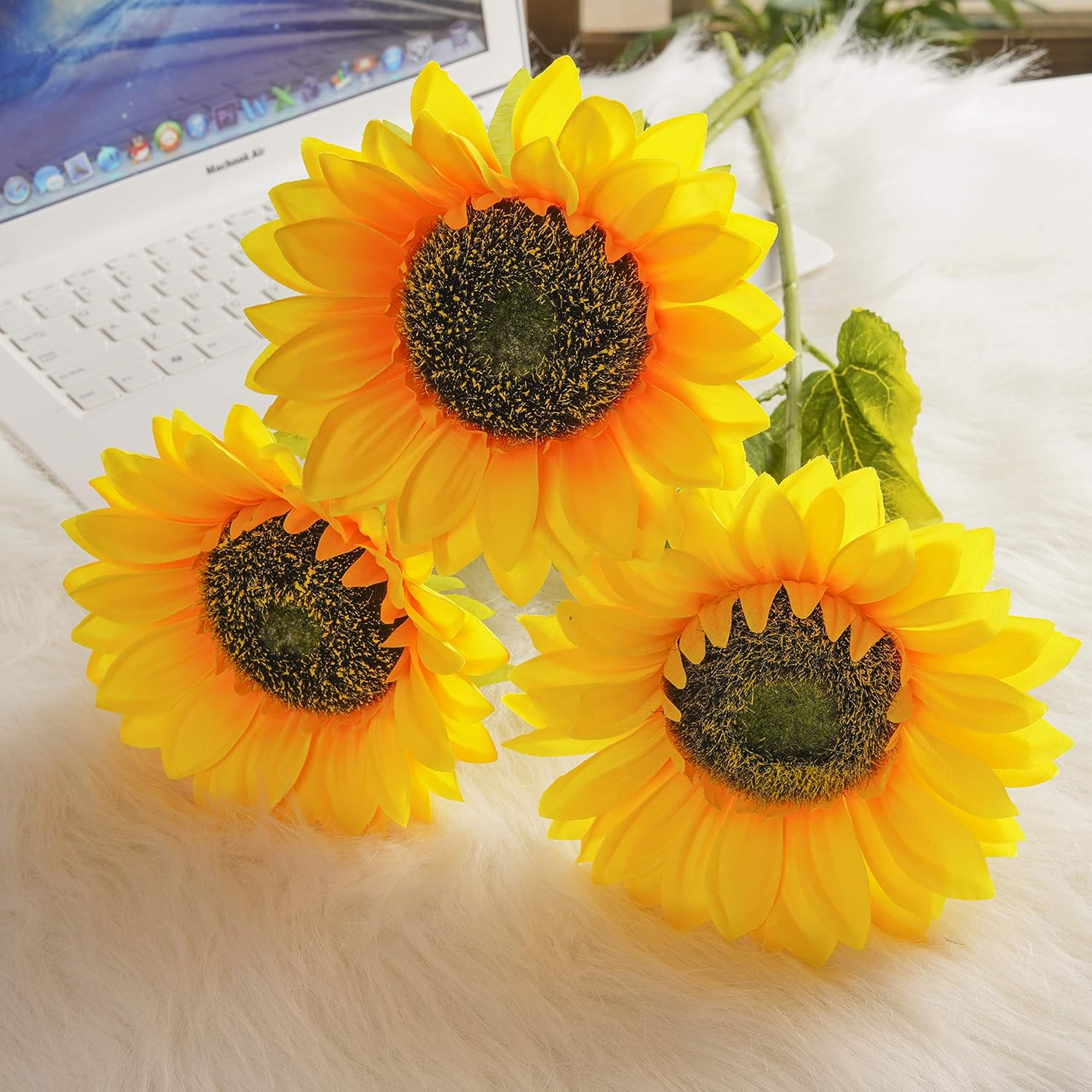 Paras Artificial Silk Sunflowers 6 Pcs Long Stem Fake Sunflowers Bouquet Large Sunflowers Decor for Home Hotel Office Wedding Party Garden image number 4